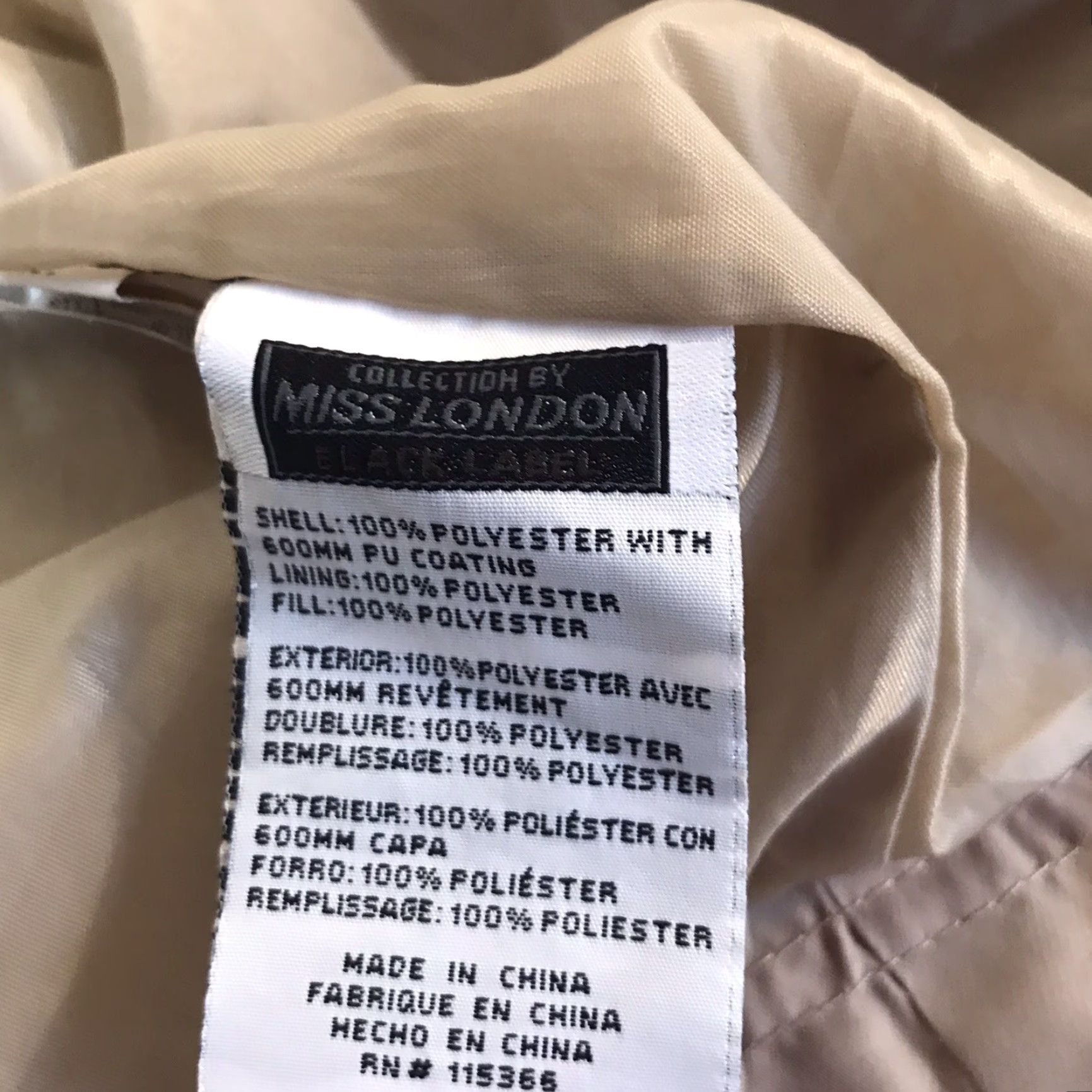 Vintage Miss London Black Label Khaki Light Jacket Womens Size L EUC Full Zip Softshell Mid-Length Long Sleeve Casual Size L / US 10 / IT 46 - 6 Thumbnail