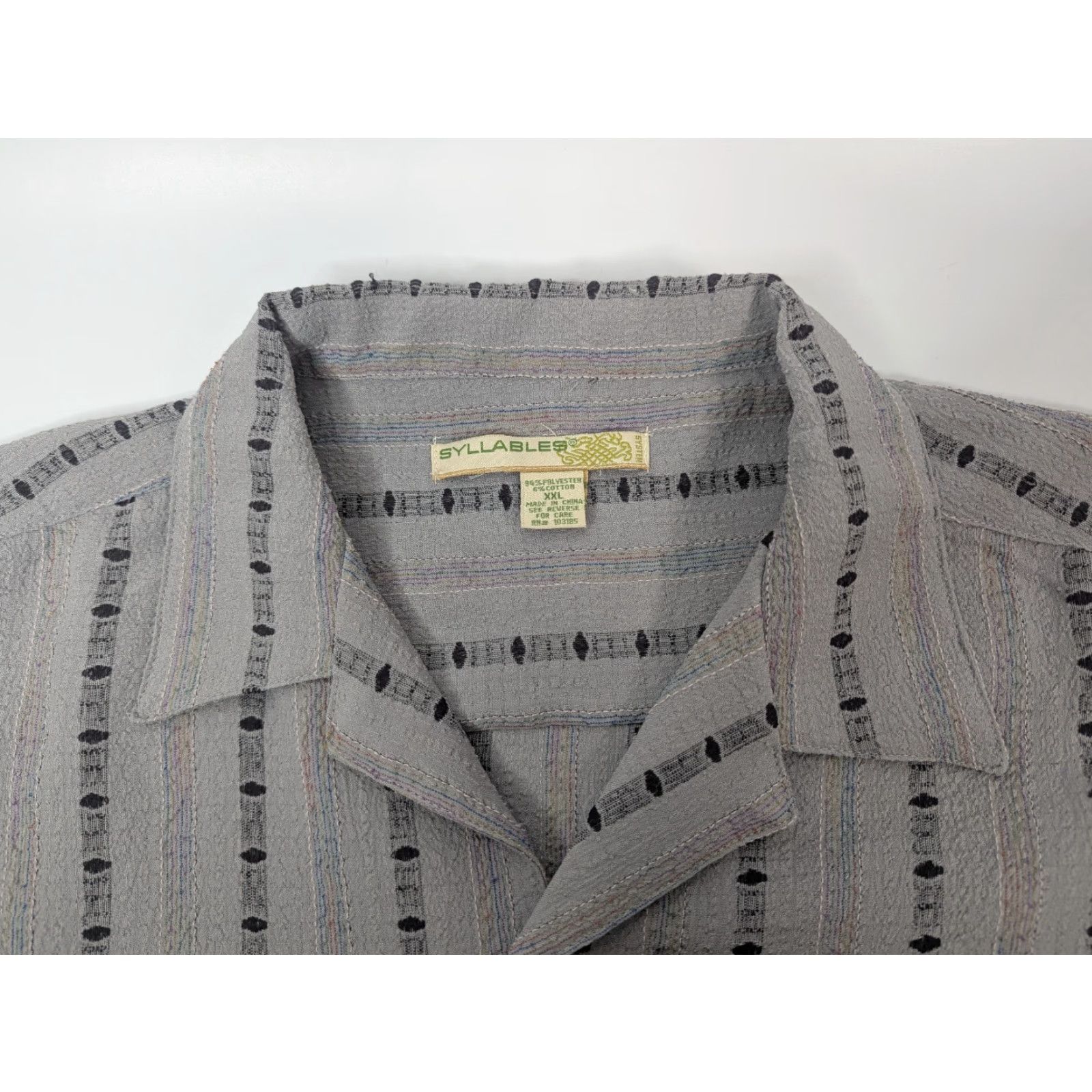 Vintage VINTAGE Syllables System Button-Up Shirt 2XL Gray Short Sleeve Collared Men Casual Vintage Size US XXL / EU 58 / 5 - 7 Thumbnail