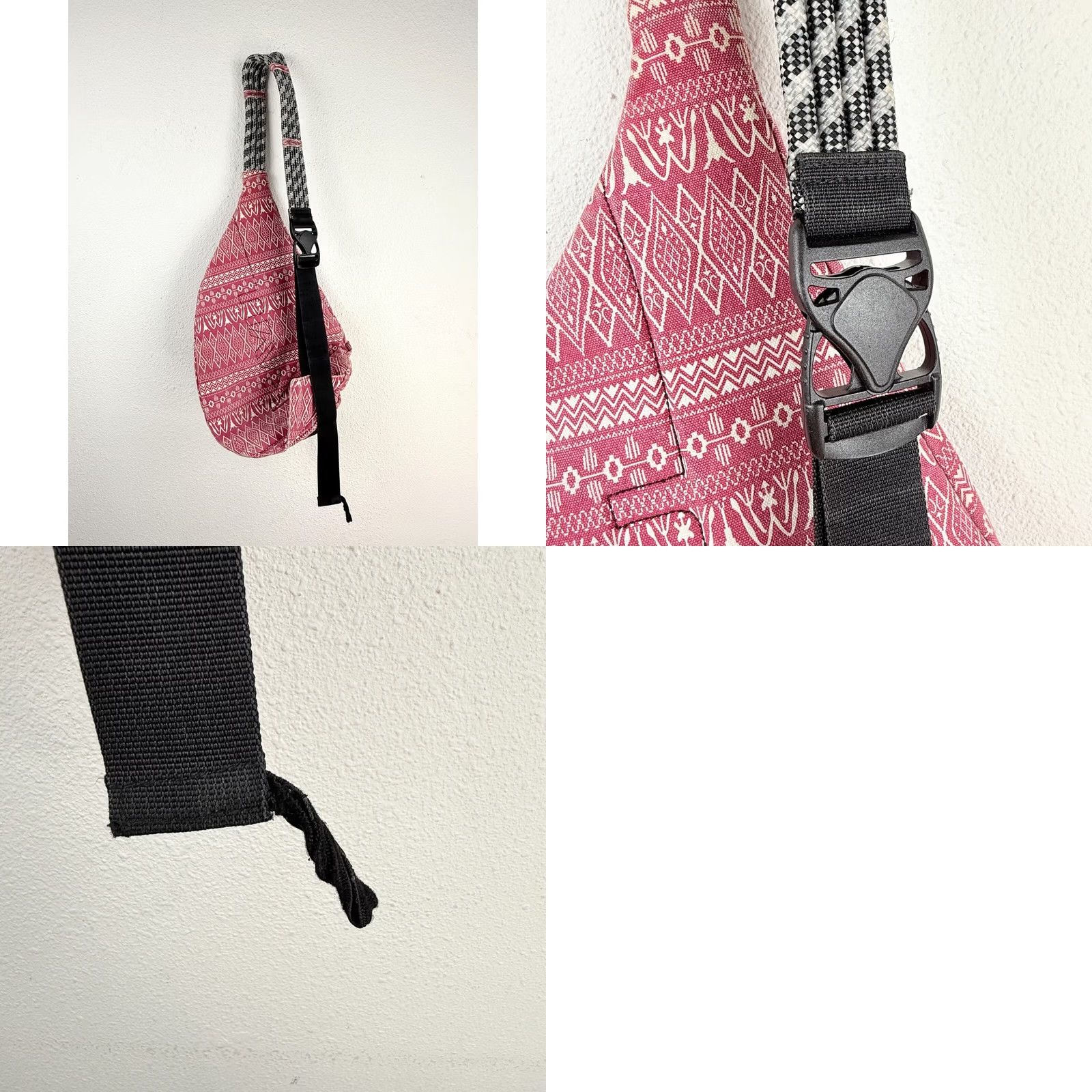 KAVU KAVU Rope Sling Bag Crossbody Tribal Red & White, Medium, Unisex Adults, Geometric Pattern, Canvas/Cotton, Adjustable Strap, Pockets, Vintage: No Size ONE SIZE - 10 Thumbnail