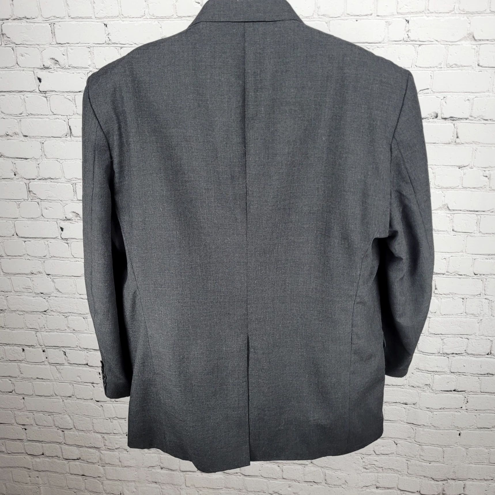 Stafford Stafford Grey Worsted Wool Blend 2 Button Vented Notch Blazer Sport Coat 50R Mens Regular Wool Polyester Gray Notch Lapel 2 Piece Classic Size 50R - 2 Thumbnail