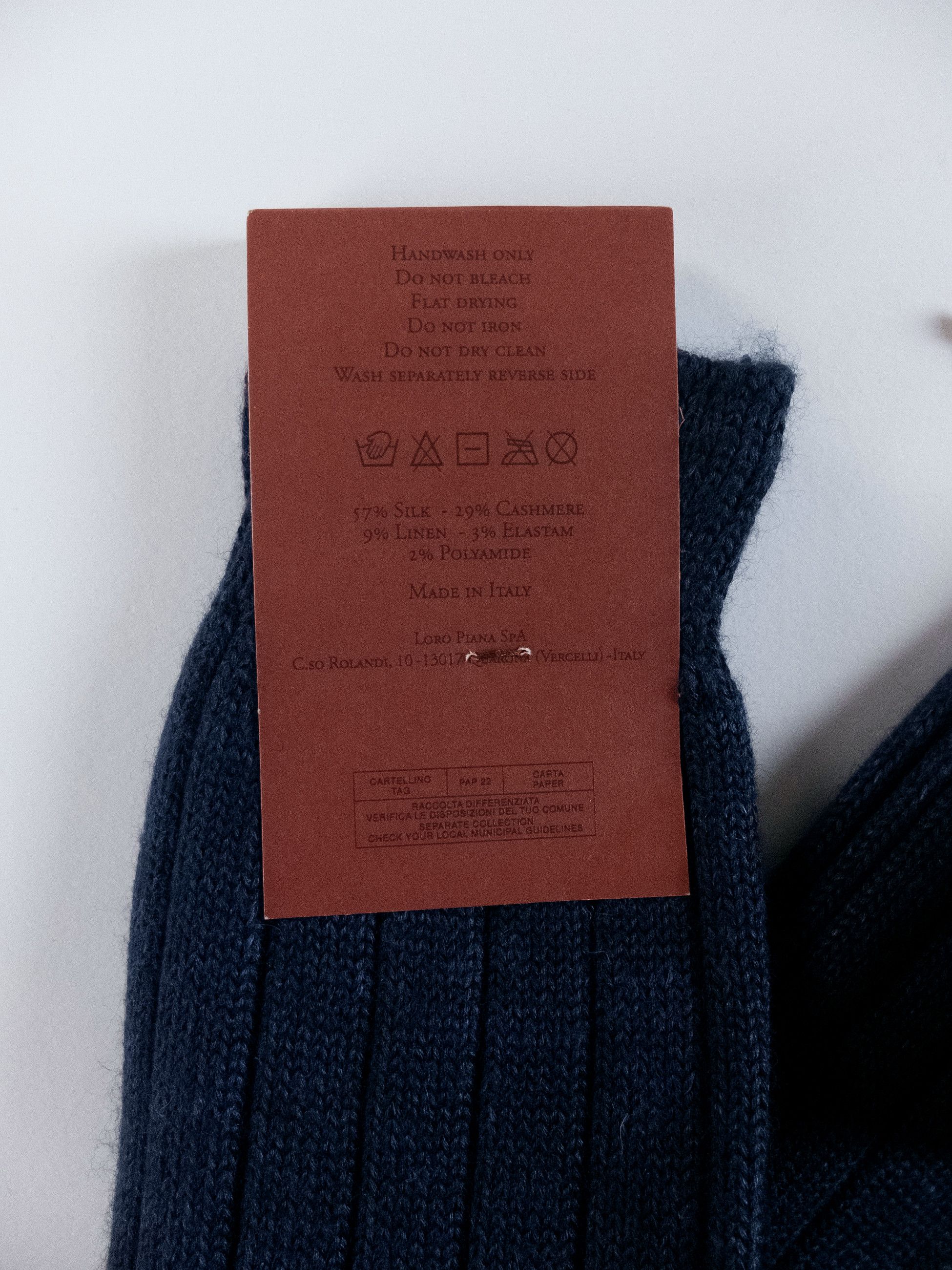 Loro Piana 2 pairs LORO PIANA navy blue silk cashmere socks Large q Size ONE SIZE - 5 Thumbnail