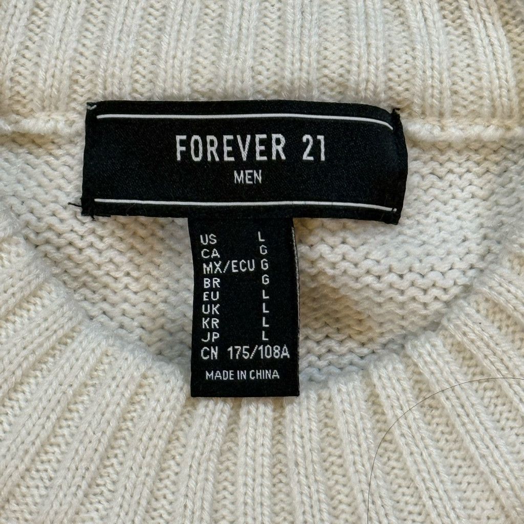 Forever 21 Forever 21 Men’s Cable Knit Sweater Cream Size L Size US L / EU 52-54 / 3 - 6 Thumbnail