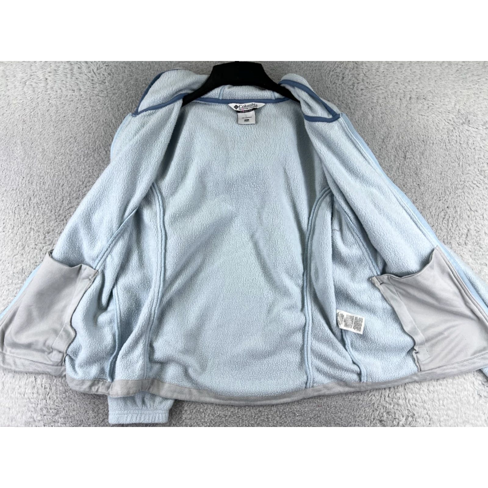 Vintage Columbia Blue Jacket Women Extra Large Hooded Pockets Hike Cozy Fleece Polyester Size XL / US 12-14 / IT 48-50 - 5 Thumbnail