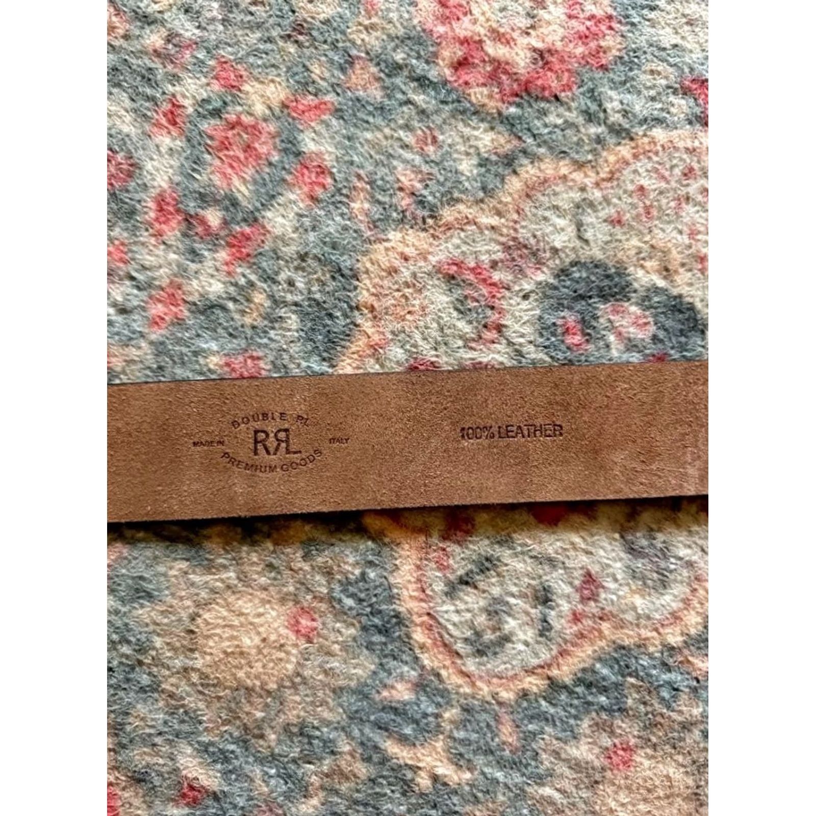 Ralph Lauren VINTAGE RRL RALPH LAUREN STYLE LEATHER BELT SIZE 34 BROWN BRASS LOGO MEN USED Size 34 - 7 Thumbnail