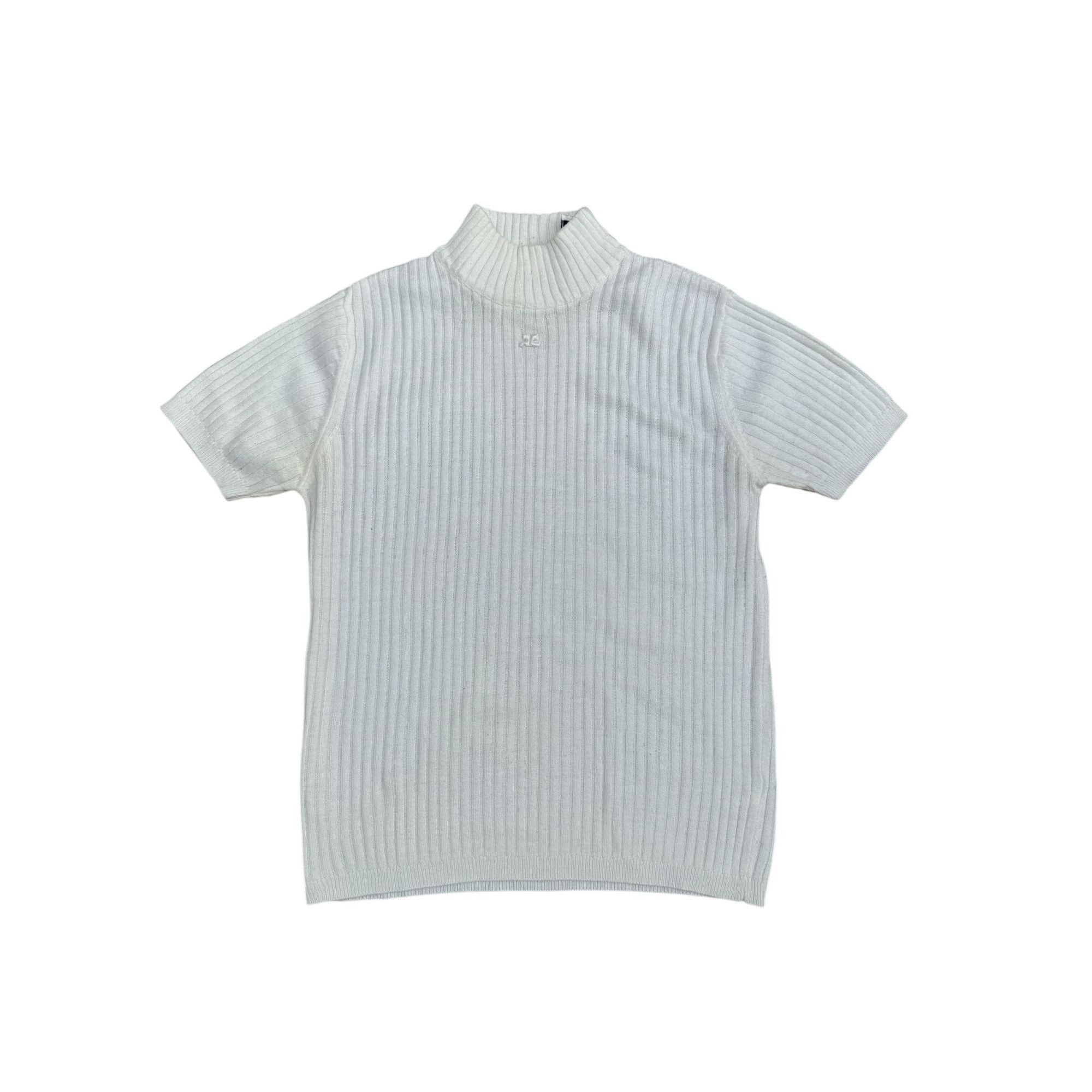 White Cashmere Short Sleeves Rollneck