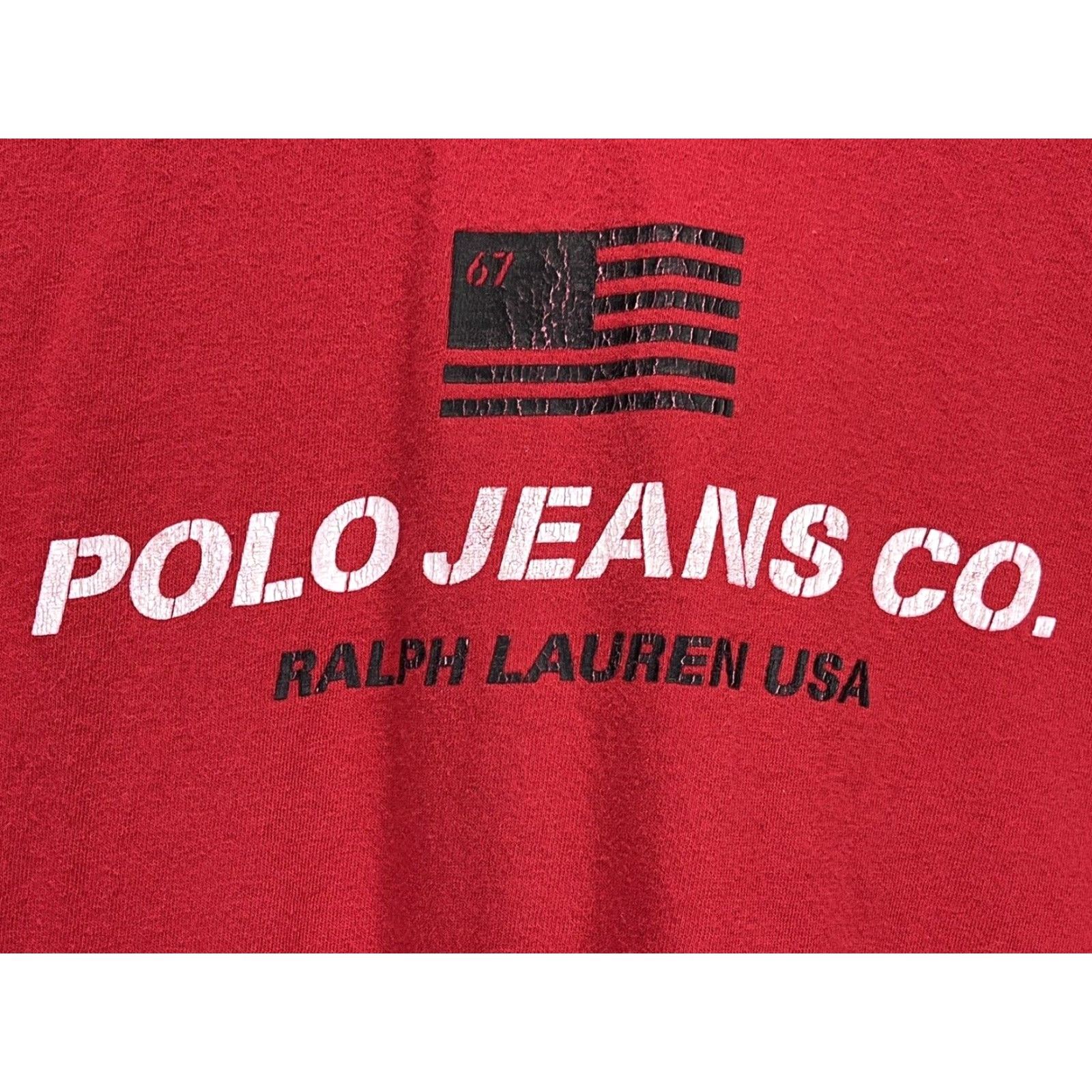 Ralph Lauren VINTAGE Polo Jeans Co Ralph Lauren Graphic T-Shirt Adult Large Red 90s Crew Neck Mens Size US L / EU 52-54 / 3 - 3 Thumbnail