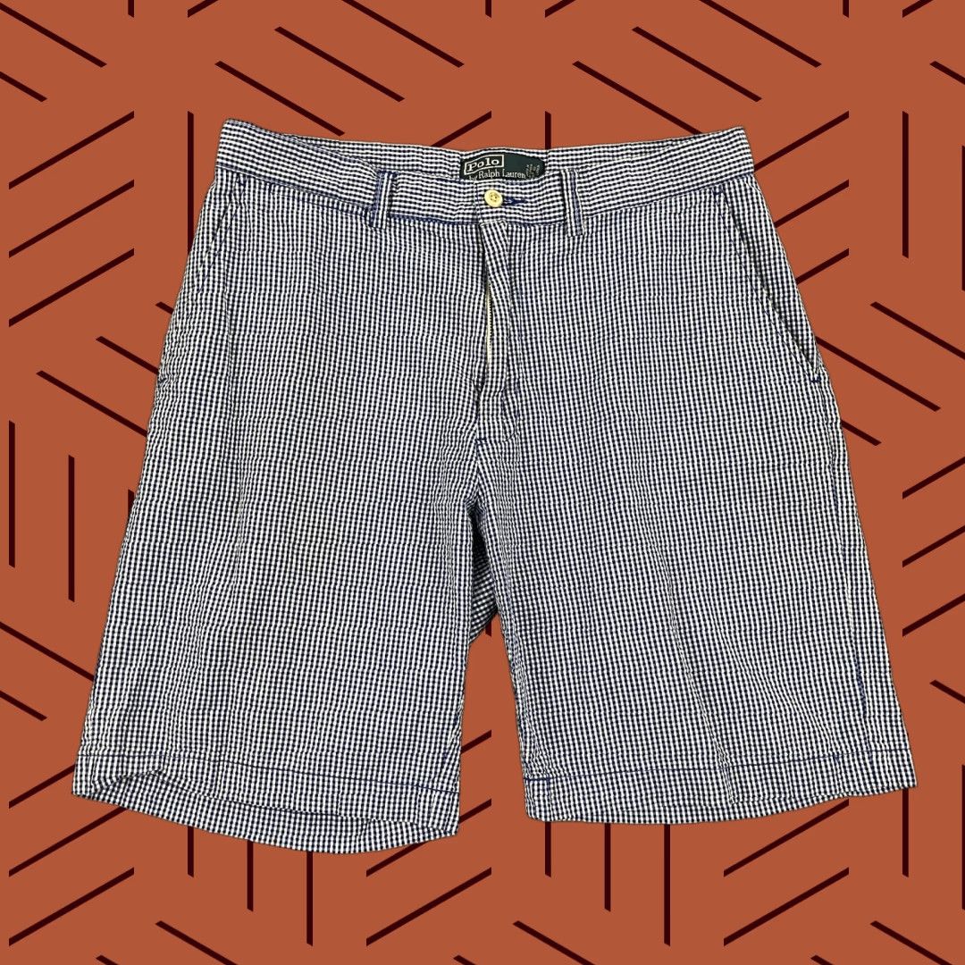 Polo Ralph Lauren POLO RALPH LAUREN Shorts Mens 33 x 8.5" White Blue Plaid Beach Preppy Casual Chino 5-Pocket Cotton Regular Mens Beach, Outdoor, Preppy Size US XS / EU 42 / 0 - 1 Thumbnail