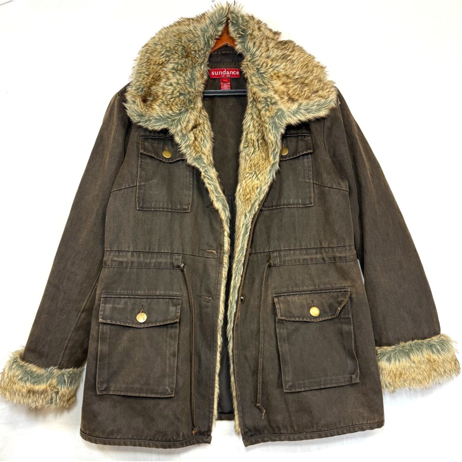 Other Sundance Large Coat Brown Faux Fur Barn Coat Boho Winter Y2K Size L / US 10 / IT 46 - 1 Thumbnail