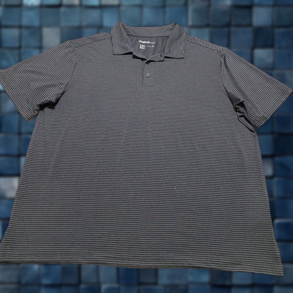 Reebok Reebok Polo Shirt 2XL Mens Gray Striped Short Sleeve Golf Outdoor Athletic Size US XXL / EU 58 / 5 - 1 Thumbnail