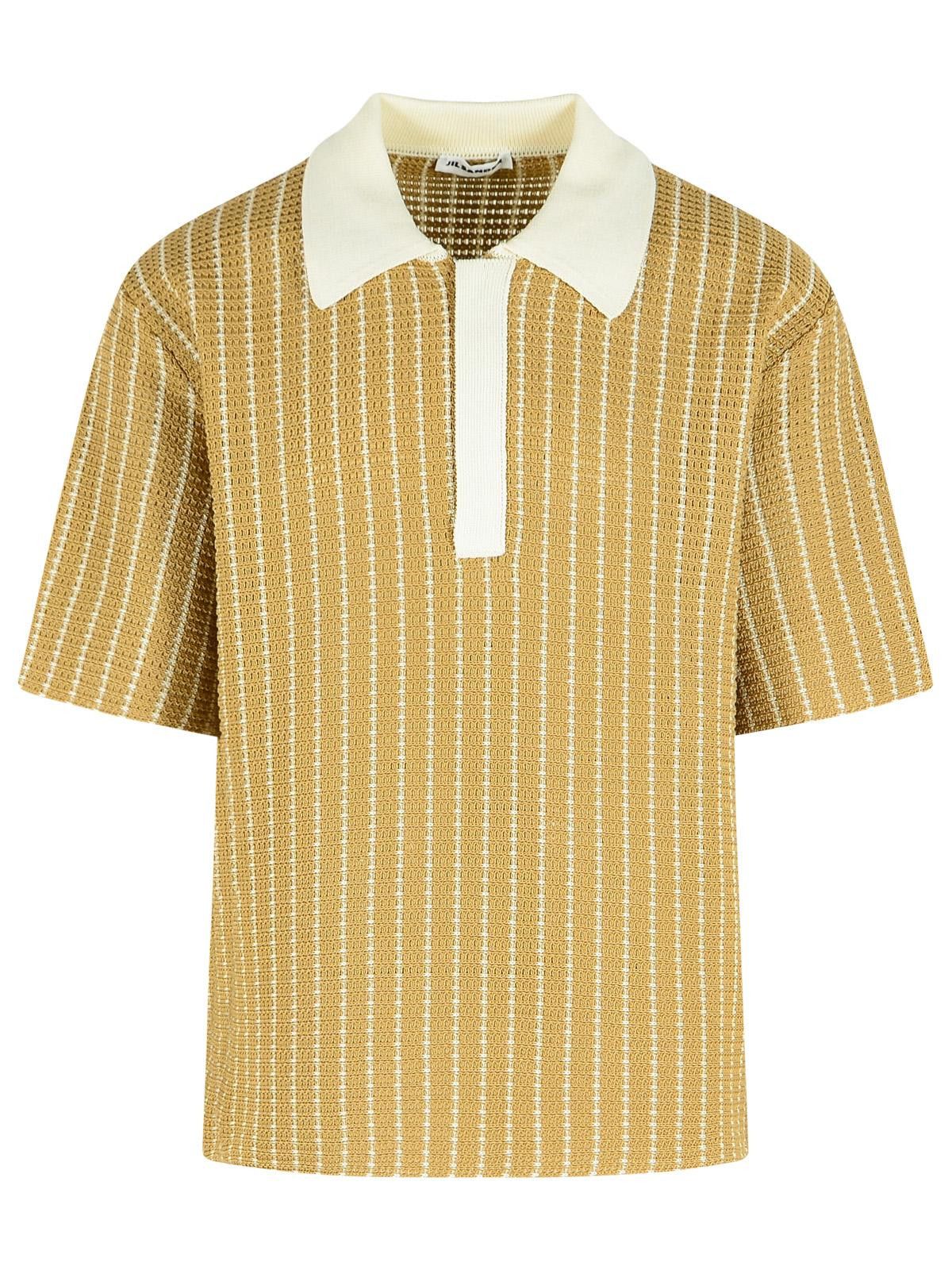 Jil Sander JIL SANDER Beige Cotton Knit Polo Shirt Size US L / EU 52-54 / 3 - 1 Thumbnail