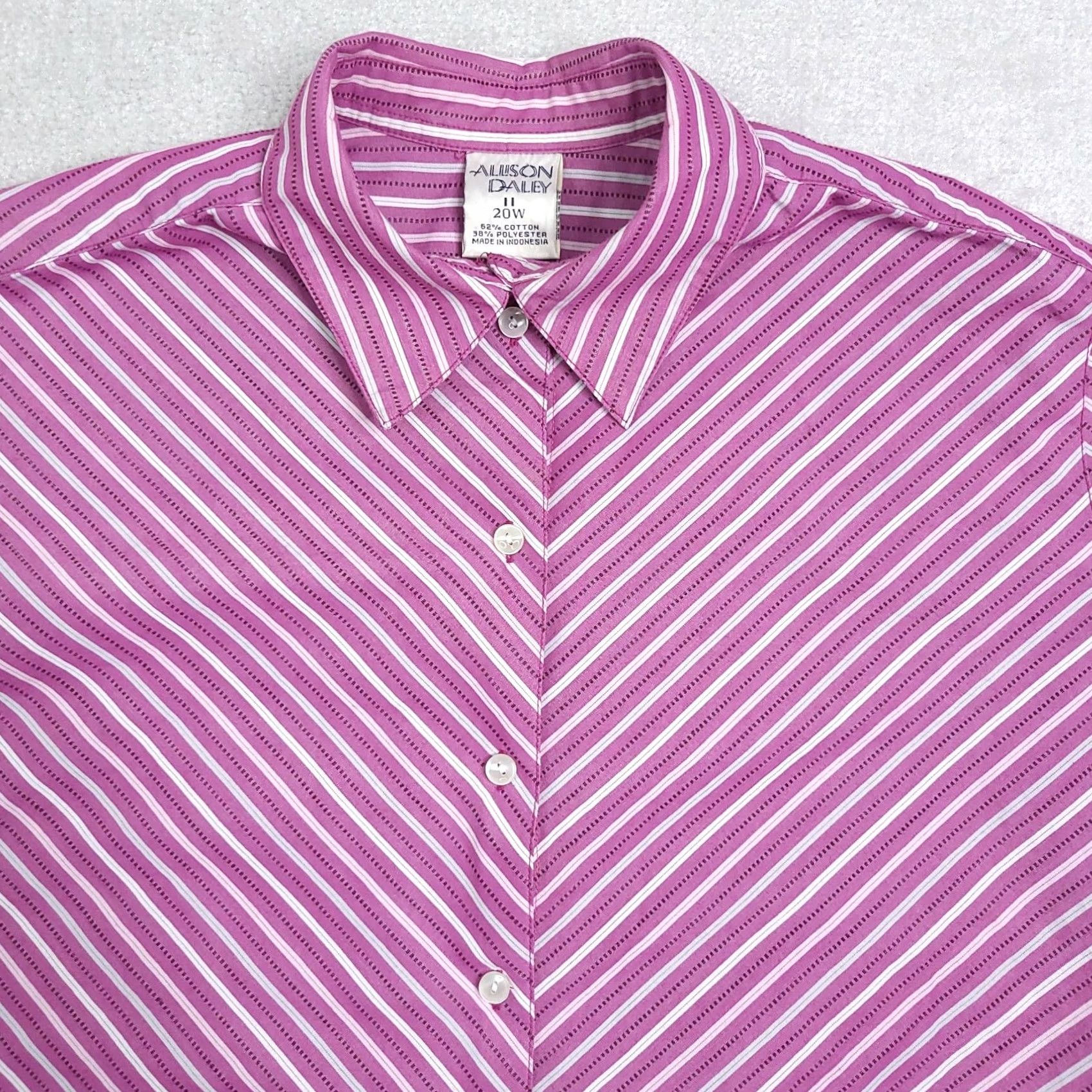 Vintage Vintage Allison Daley Button Up Shirt Womens 20W Purple Short Sleeve Stripe Size 3XL / US 20-22 - 3 Thumbnail