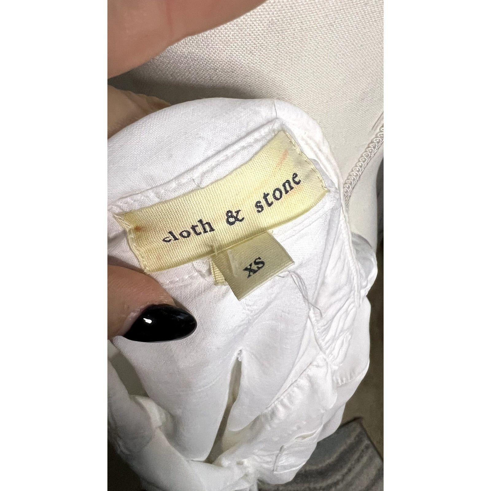 Anthropologie Cloth & Stone Women's XS White Button-Up Shirt Long Sleeve Size XS / US 0-2 / IT 36-38 - 6 Thumbnail