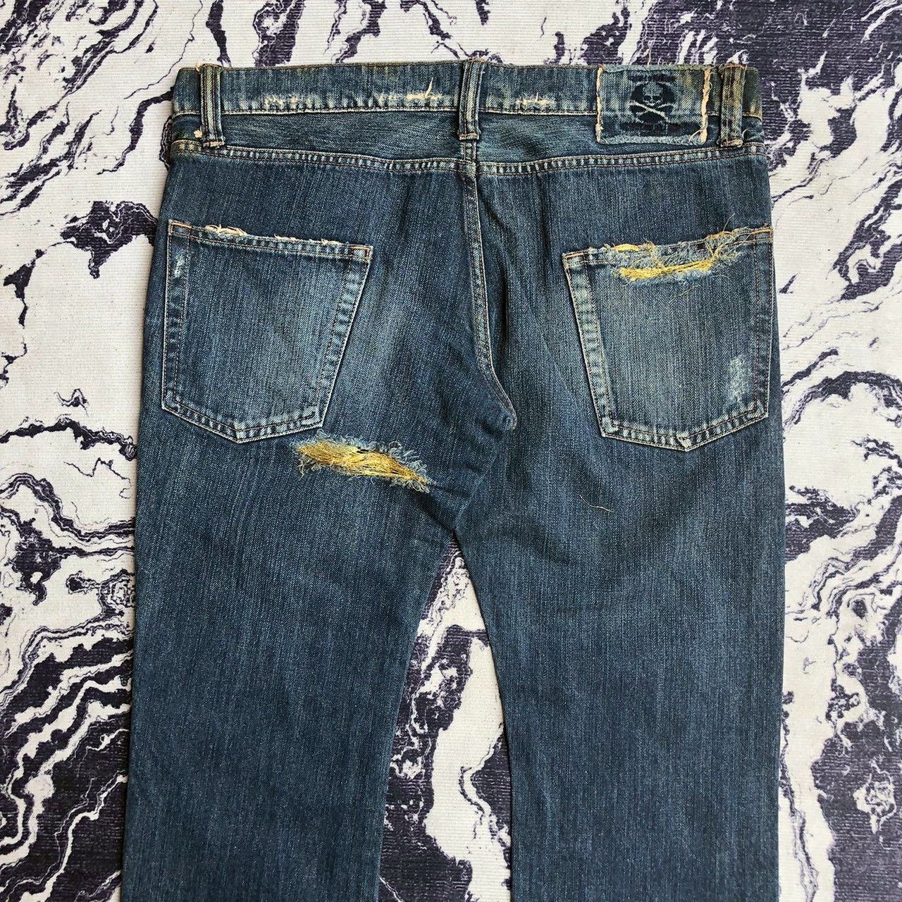Mastermind Japan Vintage Mastermind JAPAN Distressed Gold Thread Denim Size US 37 - 7 Thumbnail
