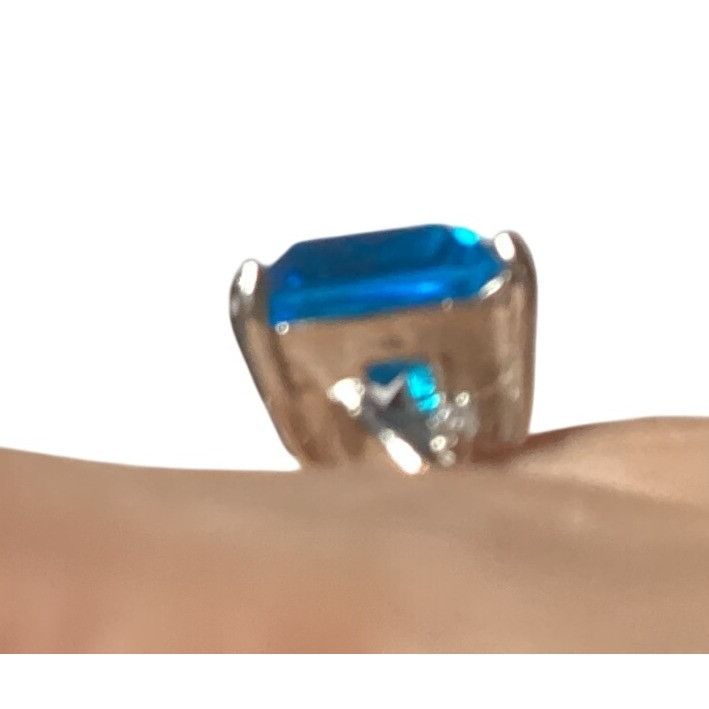 Other Large Beautiful Square Blue Glass Stone .925 Silver Ring Siz Size ONE SIZE - 6 Thumbnail