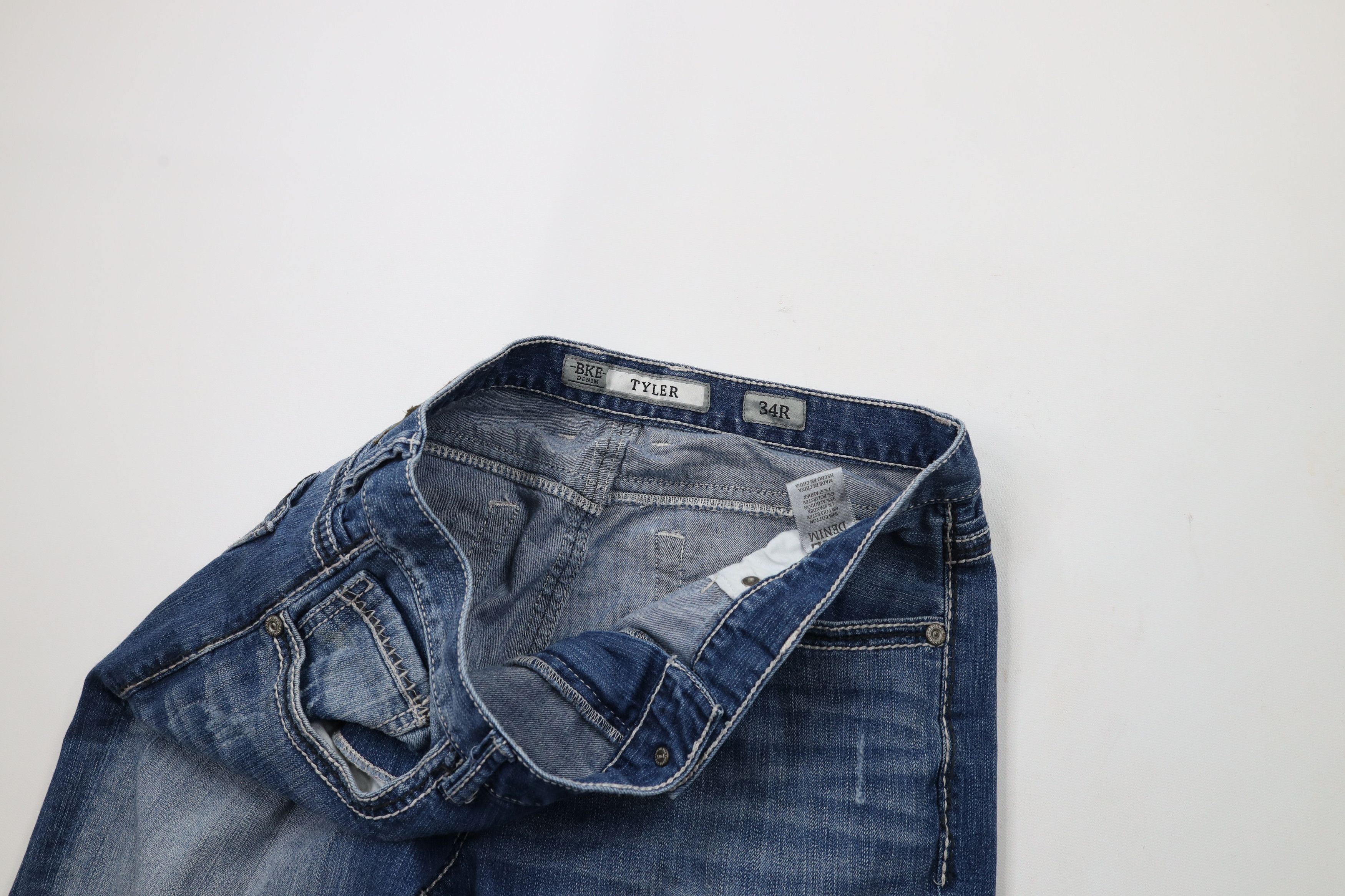 BKE × Vintage Buckle BKE Stitch Stretch Tyler Flared Boot Cut Denim Jeans Size US 34 / EU 50 - 8 Thumbnail