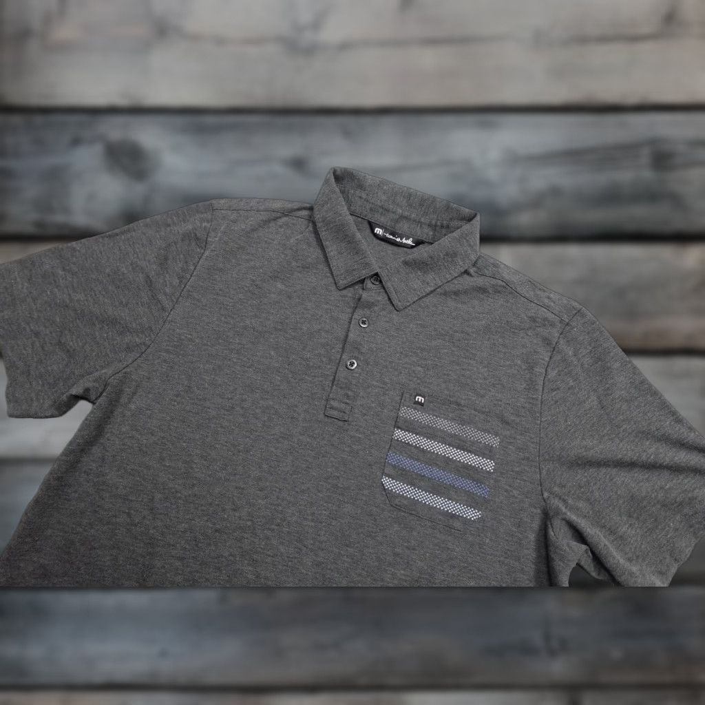 TravisMathew Travis Mathew Polo Men L Gray Pima Cotton Performance Wicking Pocket Comfort Shirt Size US L / EU 52-54 / 3 - 1 Thumbnail