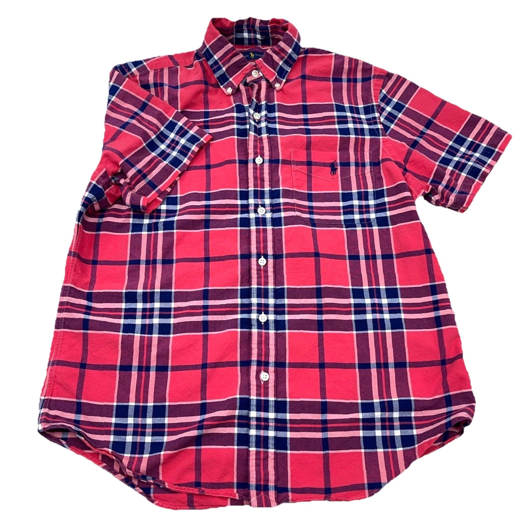 Ralph Lauren Ralph Lauren Shirt Men M Pink Plaid Button-Up Short Sleeve Cotton Button-Down Size US M / EU 48-50 / 2 - 2 Thumbnail