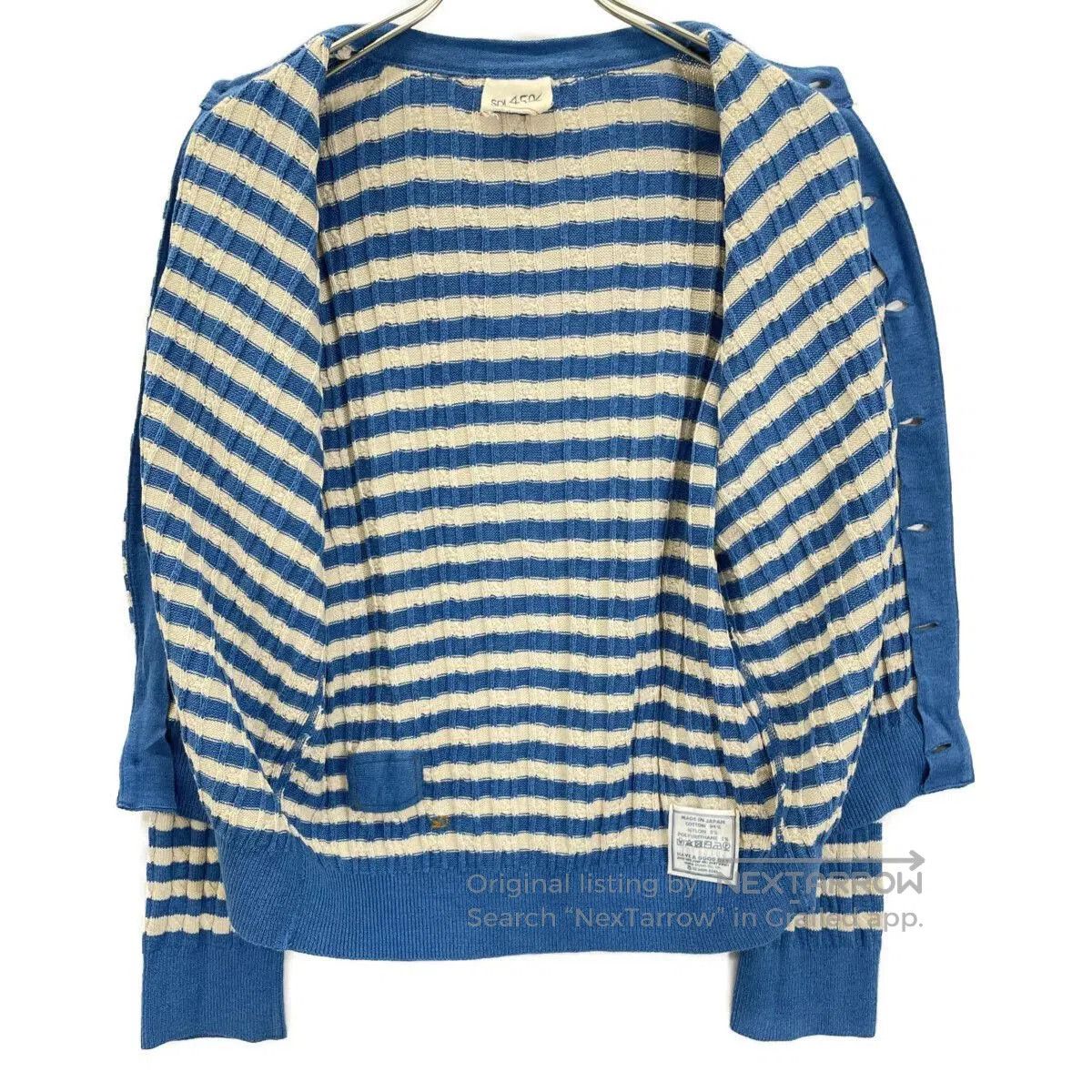 45rpm Blue Striped Cotton Knit Cardigan. Size M / US 6-8 / IT 42-44 - 5 Thumbnail