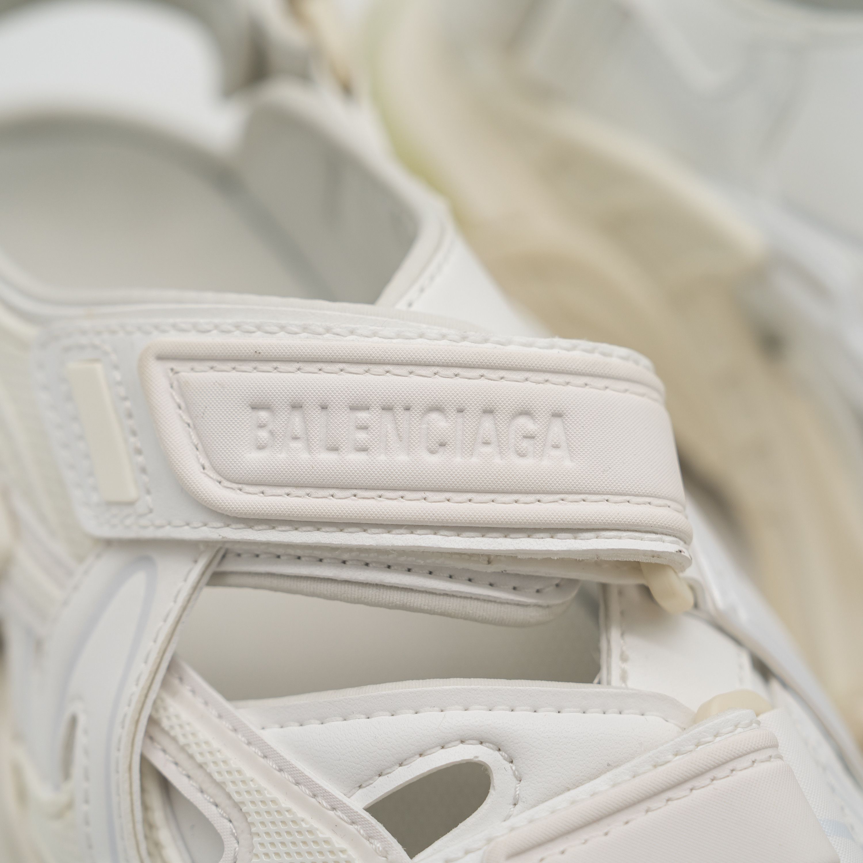 Balenciaga 39 - Balenciaga Track Sandals Triple White Straps Size US 9 / IT 39 - 8 Thumbnail