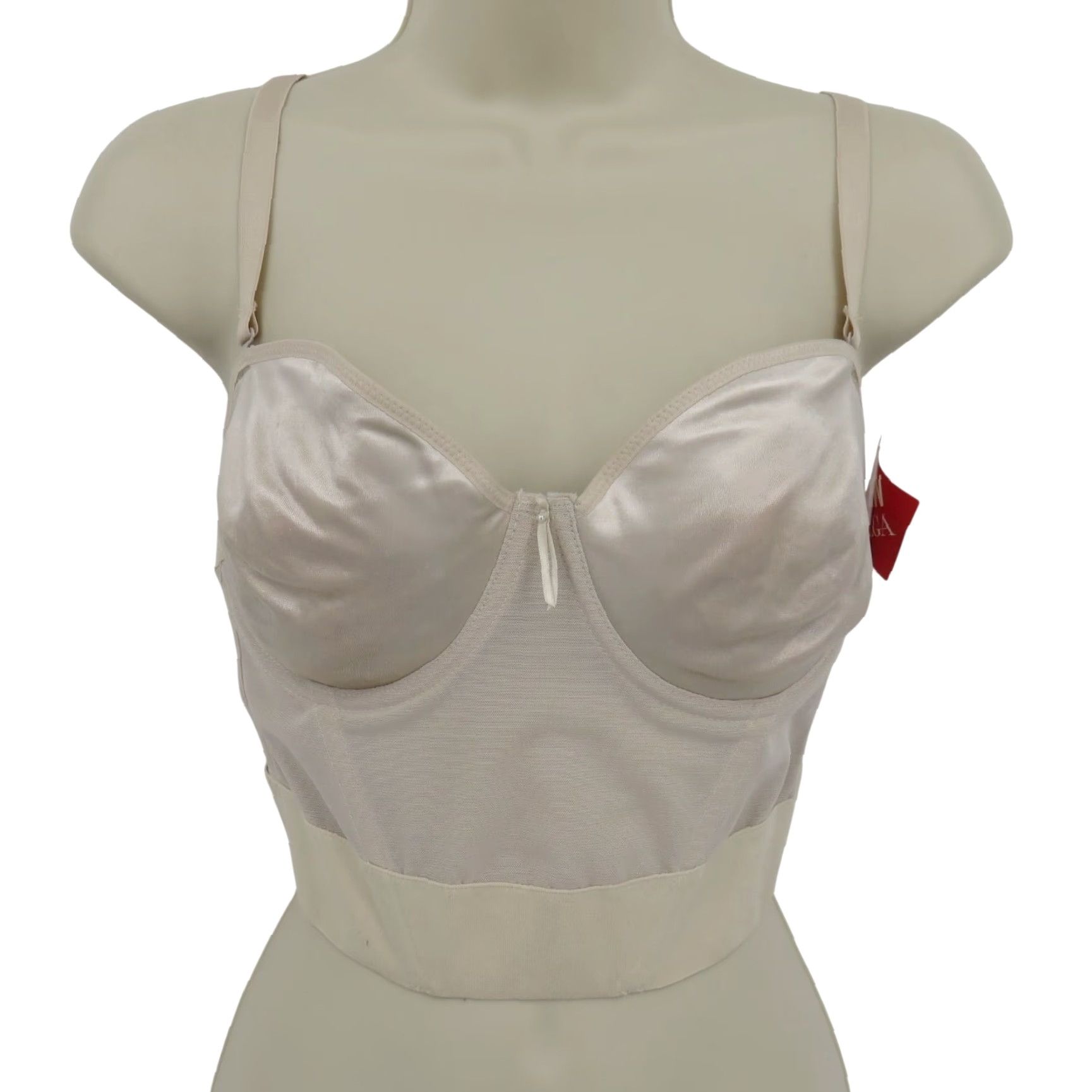 Vintage VTG Olga Longline Bra Solid Beige 34D 34 Underwire Lightly Lined NEW Women Size ONE SIZE - 2 Thumbnail