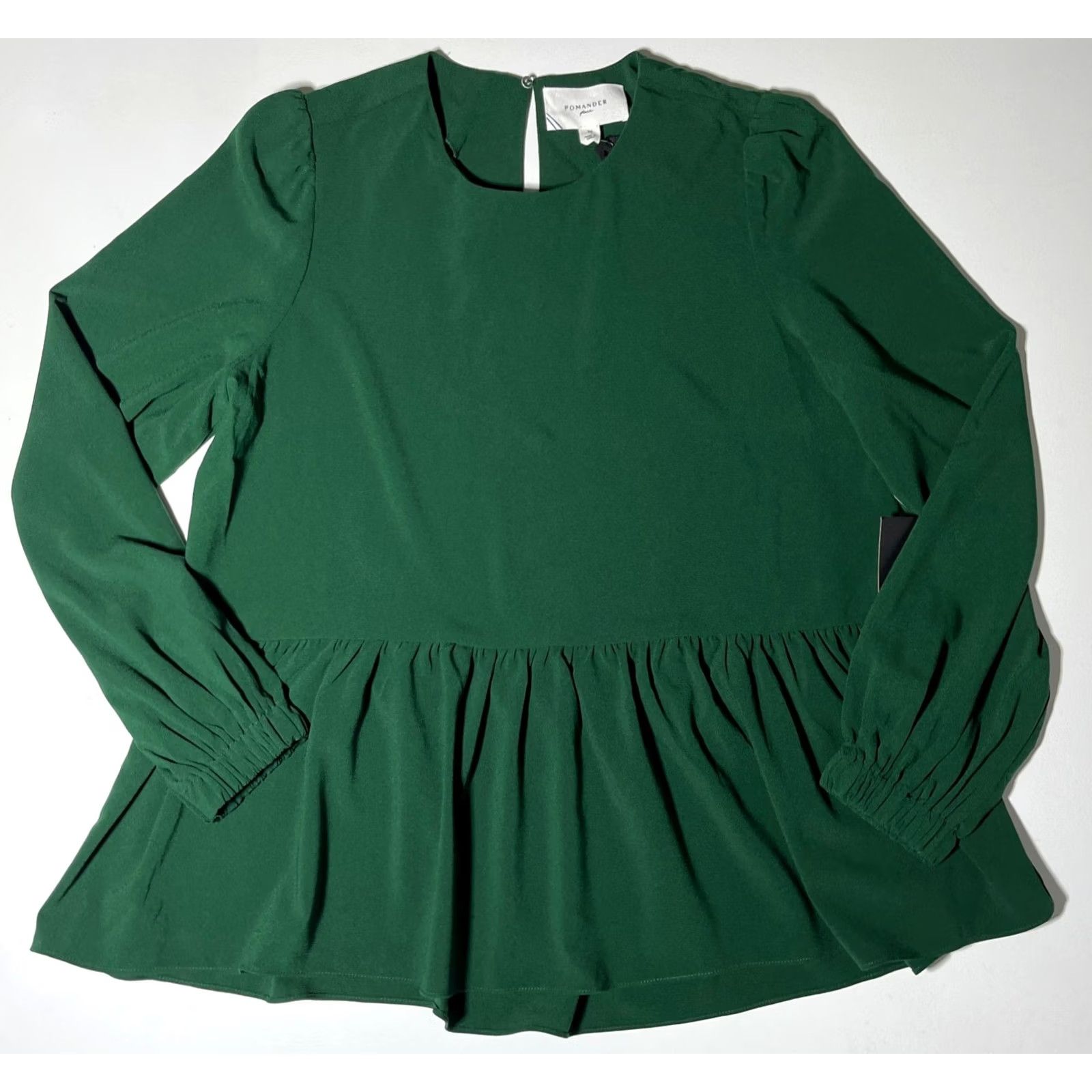 Vintage NWT Tuckernuck Pomander Place Carlota Peplum Blouse Hunter Green Sz M Blouse WomensXS? Size M / US 6-8 / IT 42-44 - 5 Thumbnail