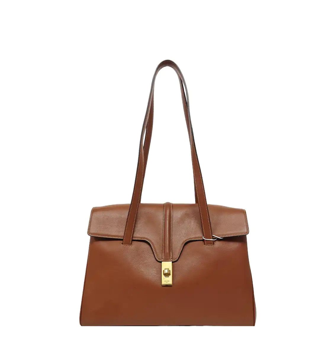 Celine CELINE 16 Medium brown cowhide leather shoulder bag handbag gold hardware Size ONE SIZE - 1 Thumbnail