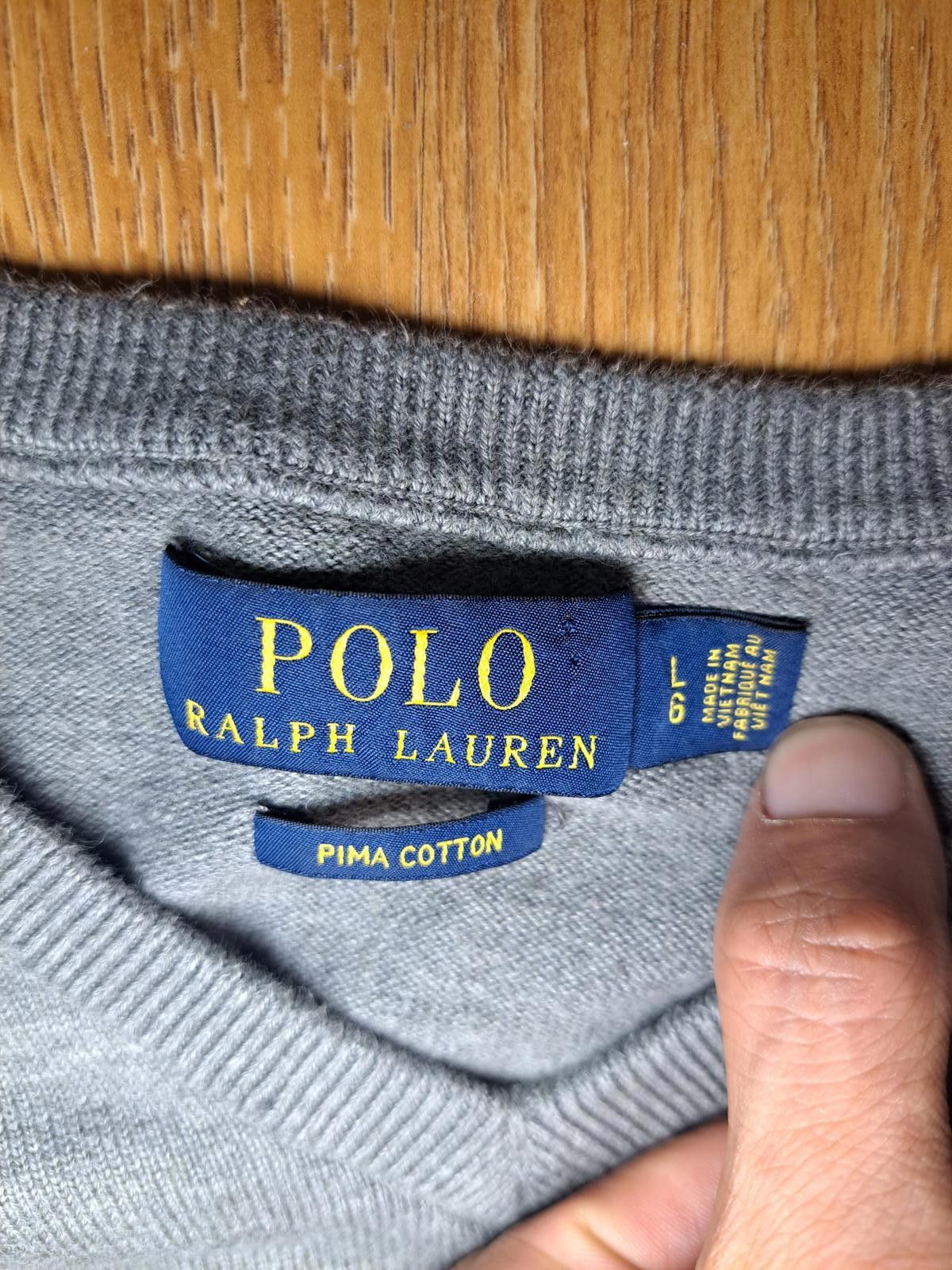 Polo Ralph Lauren Polo Ralph Lauren Sweater Mens Large Gray Pima Cotton V Neck Size US L / EU 52-54 / 3 - 2 Thumbnail