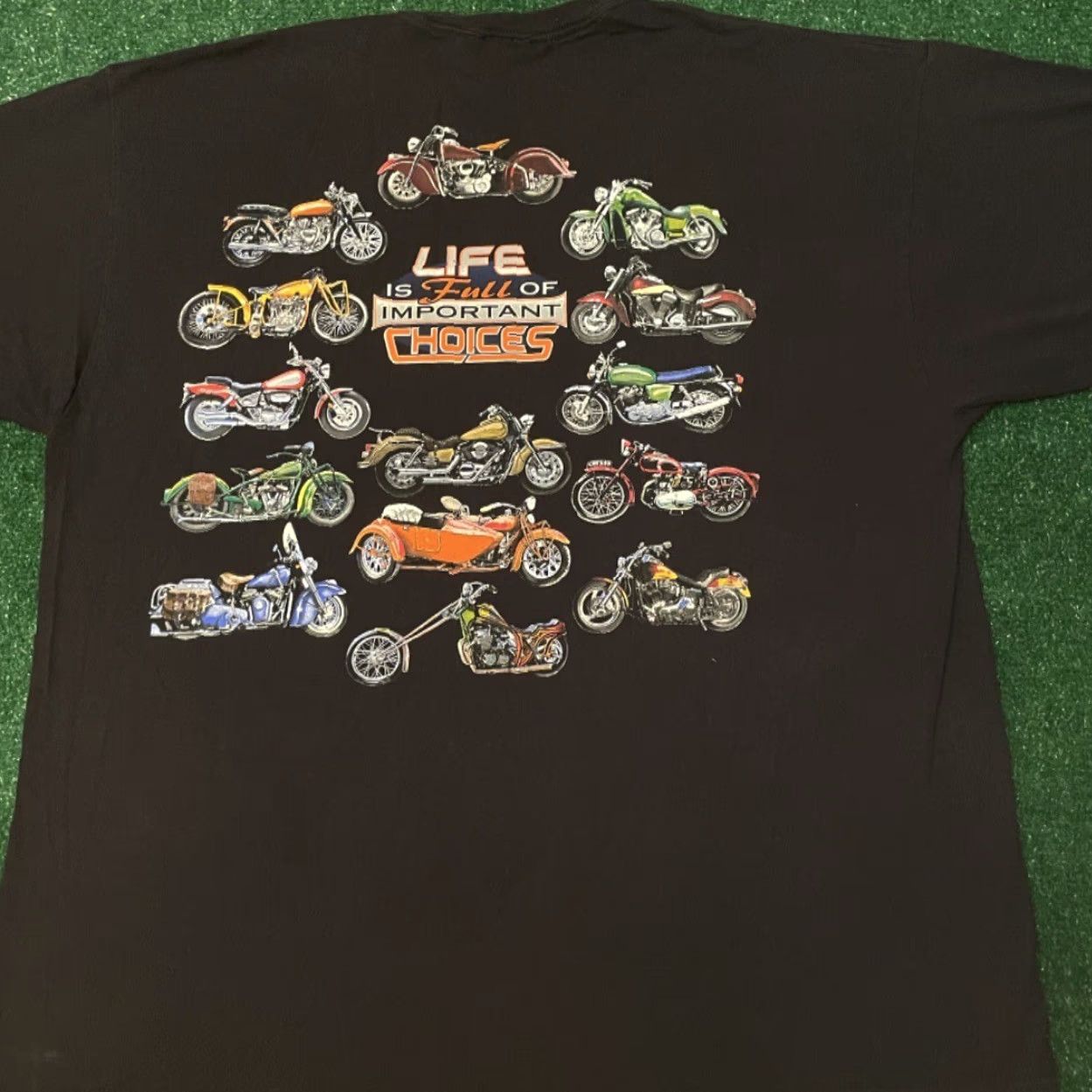 Vintage VINTAGE 90s Biker Lifes Full Of Choices Motorcycle VTG Shirt Mens 2XL Black Mens Short Sleeve T-Shirt 1990s Size US XXL / EU 58 / 5 - 4 Thumbnail
