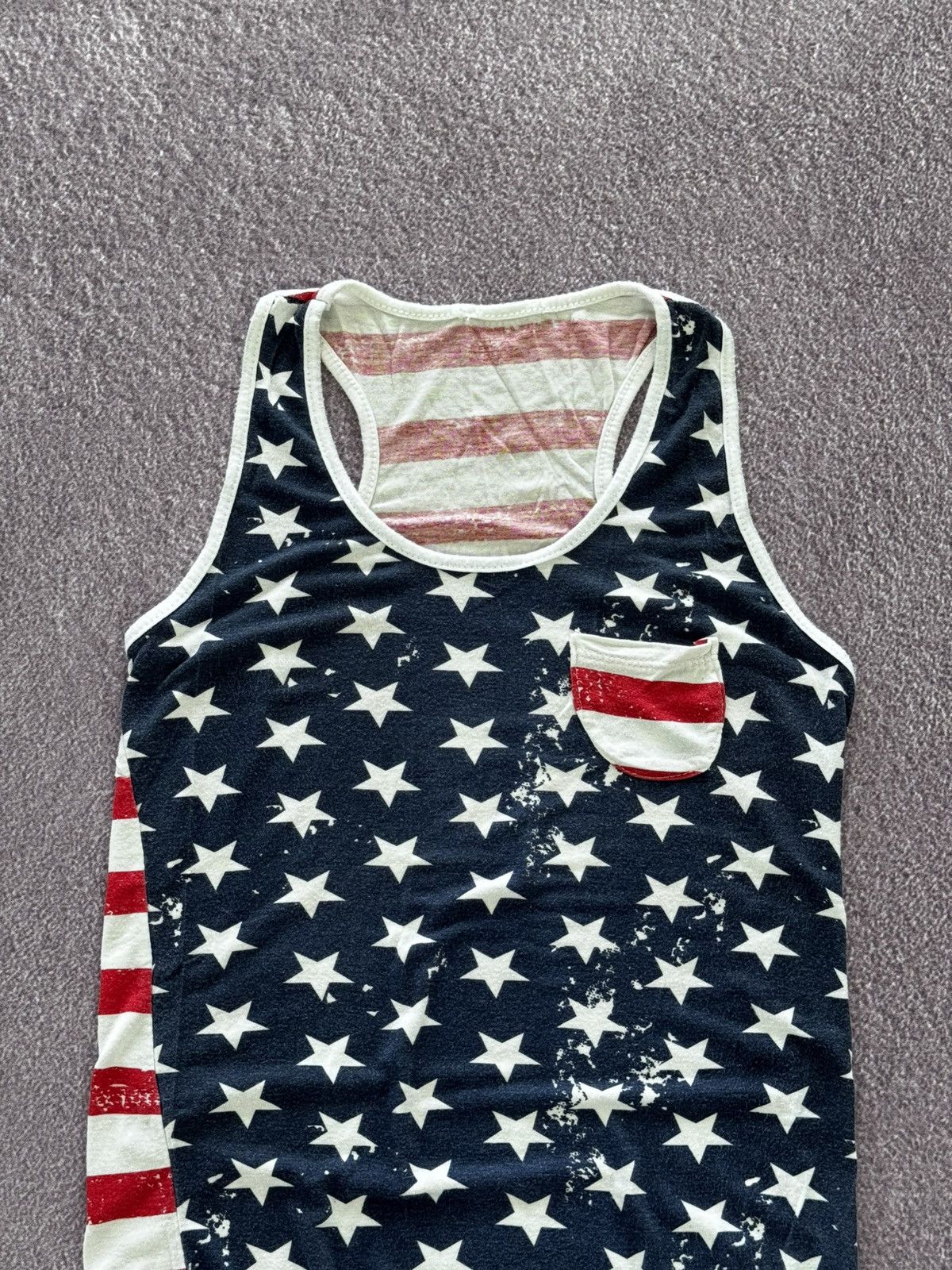 Japanese Brand 00’s Avant Garde Y2K USA Flag Glam Tank Top Size S / US 4 / IT 40 - 3 Thumbnail