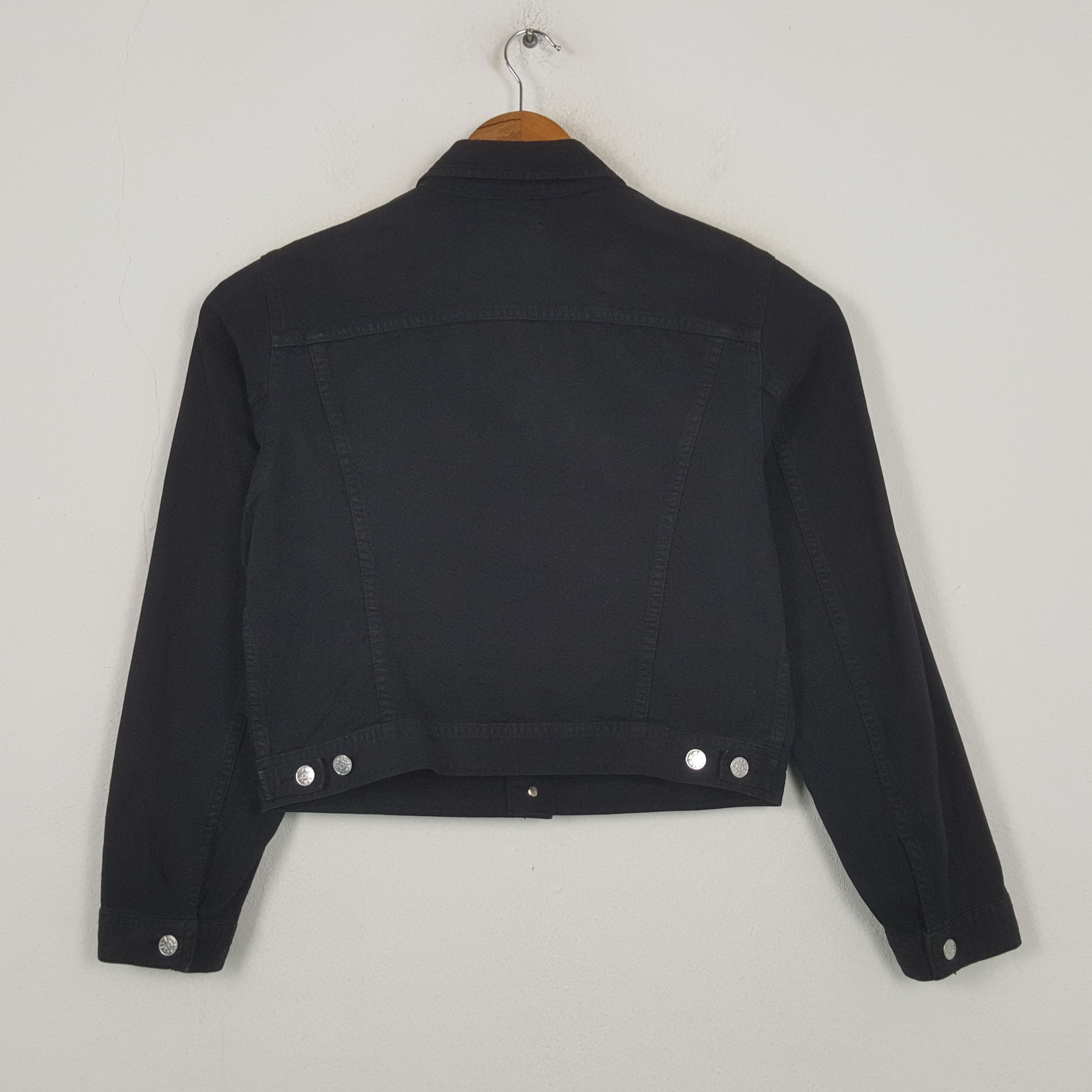 agnes b. Vintage Agnes b. Jean Black Denim Woman's Jacket RR6 Size S / US 4 / IT 40 - 3 Thumbnail