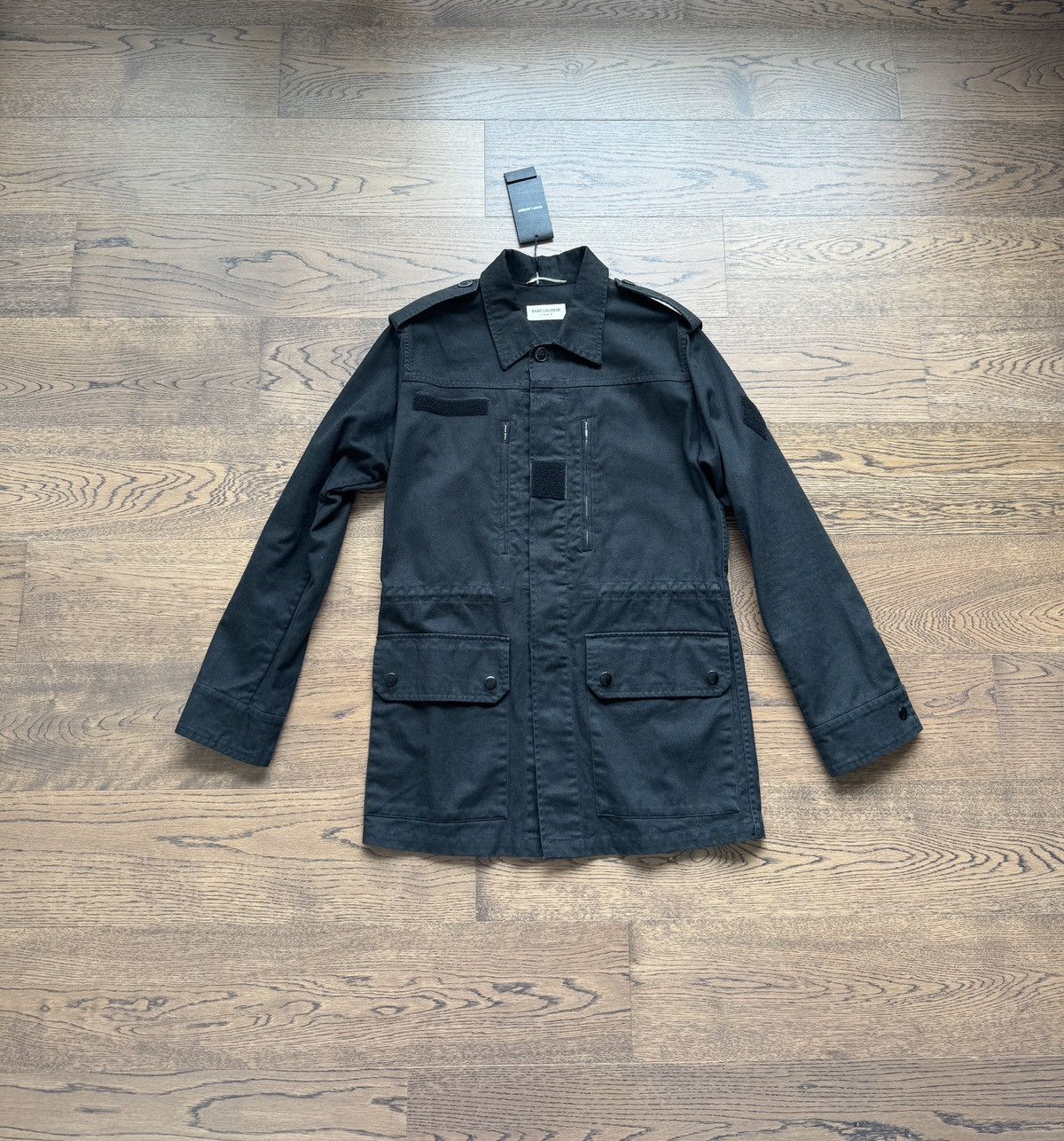 image of Saint Laurent Paris Vintage Style Military Men M65 Jacket 42 in Black (Size XS)