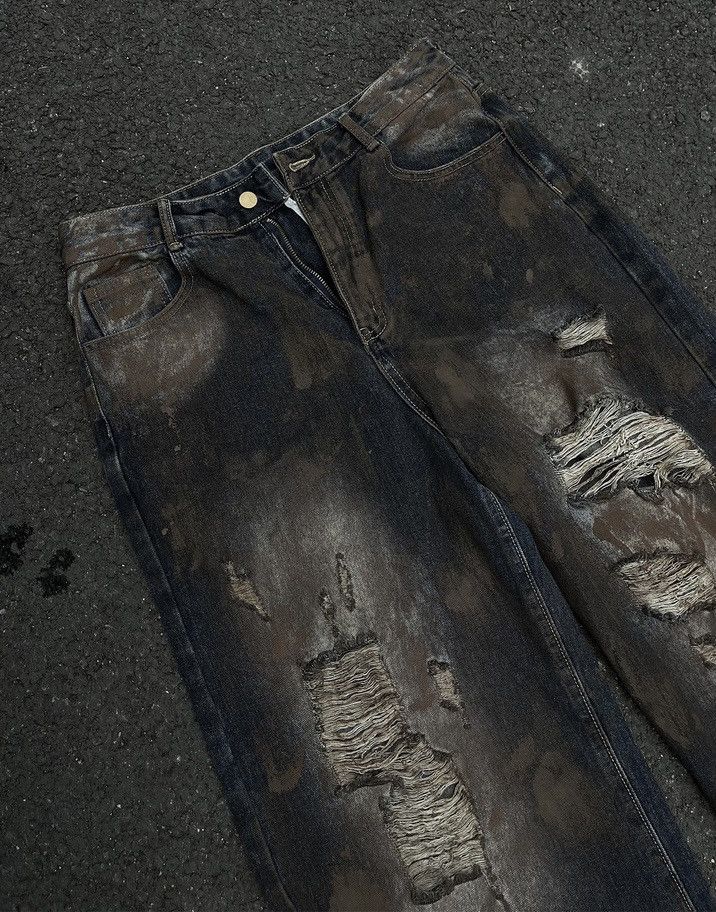 Japanese Brand × Jean Avant garde fashion distressed dirty skater jeans Size US 33 - 8 Thumbnail