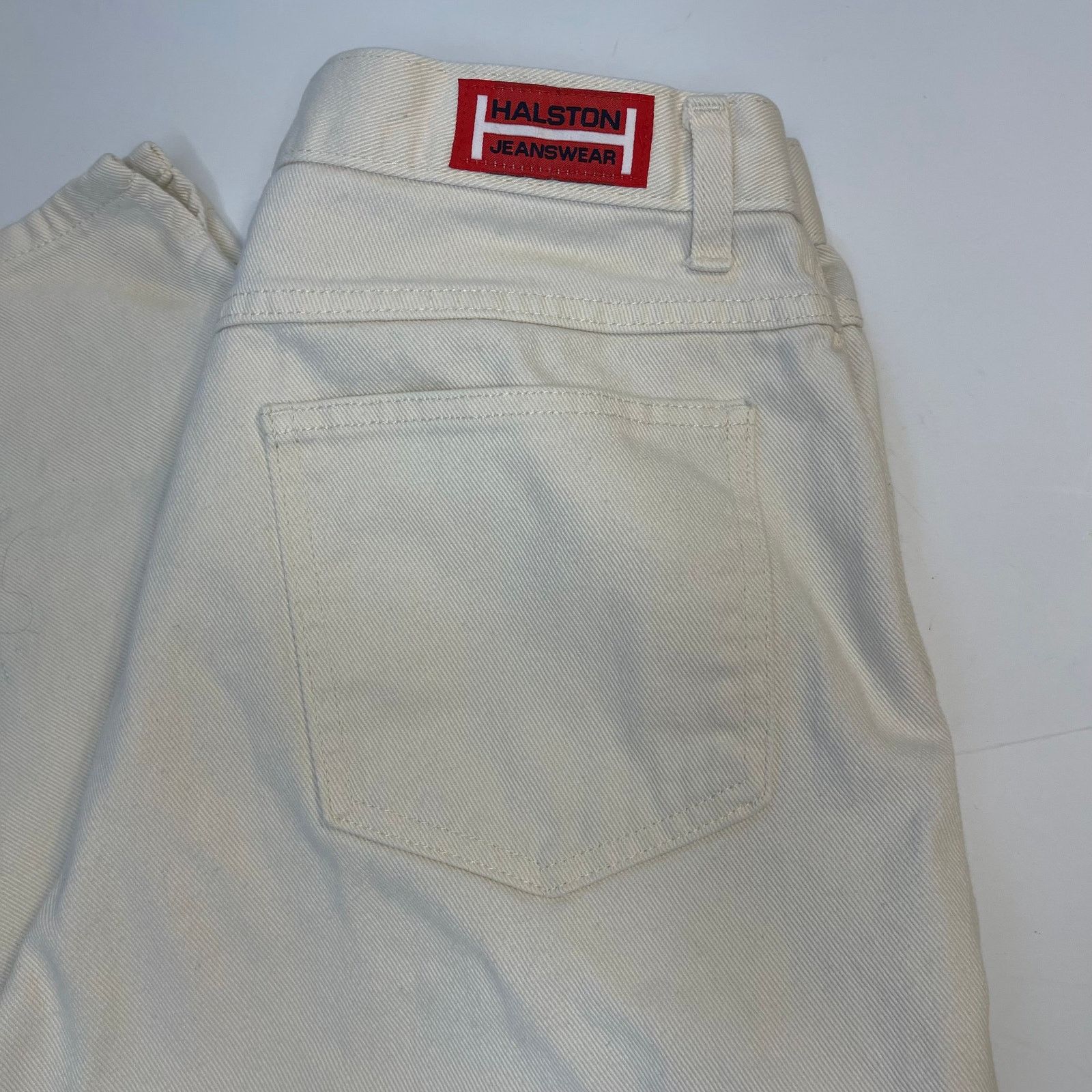 Halston Vintage Halston High Waist Cropped White Denim Jeans, 12 Size 36" / US 14 / IT 50 - 5 Thumbnail