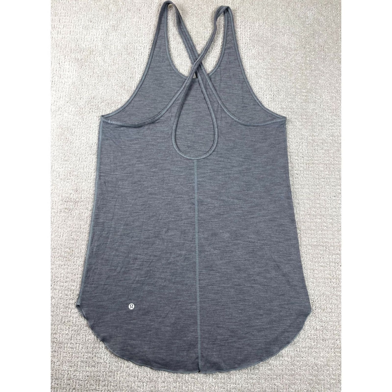 Lululemon Lululemon Tank Top Womens Size 4 Heathered Gray Open Back Cross Strap Stretch Size S / US 4 / IT 40 - 4 Thumbnail