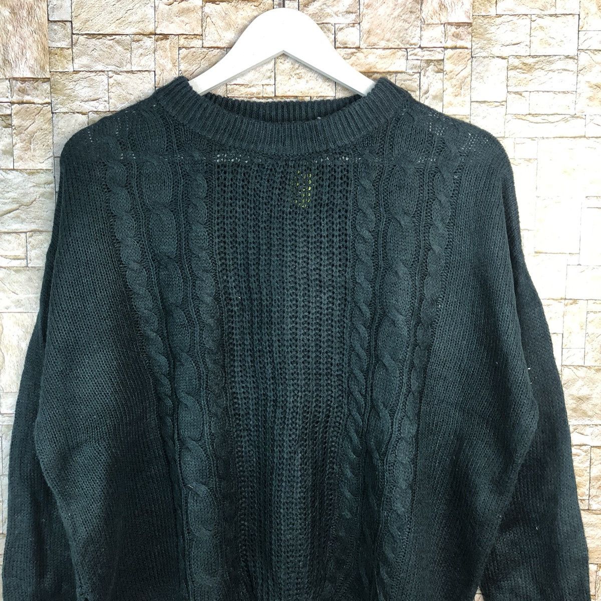 Homespun Knitwear × Japanese Brand Earth Music Dark Green cable Knitwear vintage #A899 Size US L / EU 52-54 / 3 - 5 Thumbnail