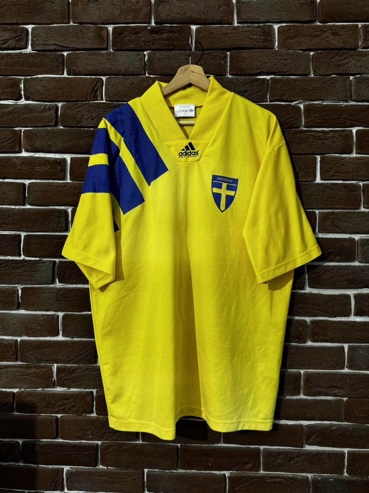 1991 Vintage Adidas Equipment Sweden Team Jersey Soccer Kit