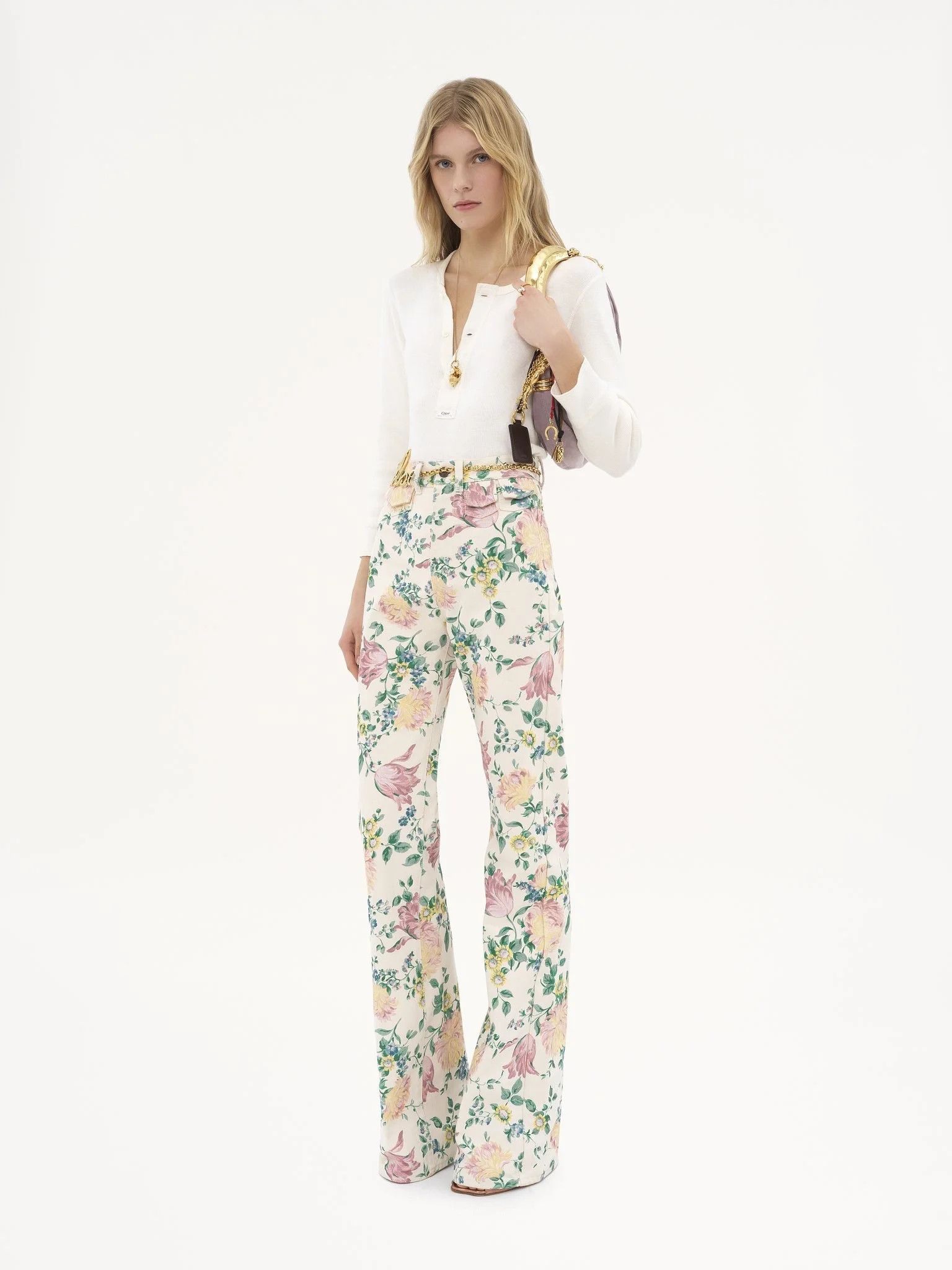 Chloe o1loc1c10326 High-Rise Flare Jeans in Grizzled Blue Size 26" / US 2 / IT 38 - 2 Thumbnail