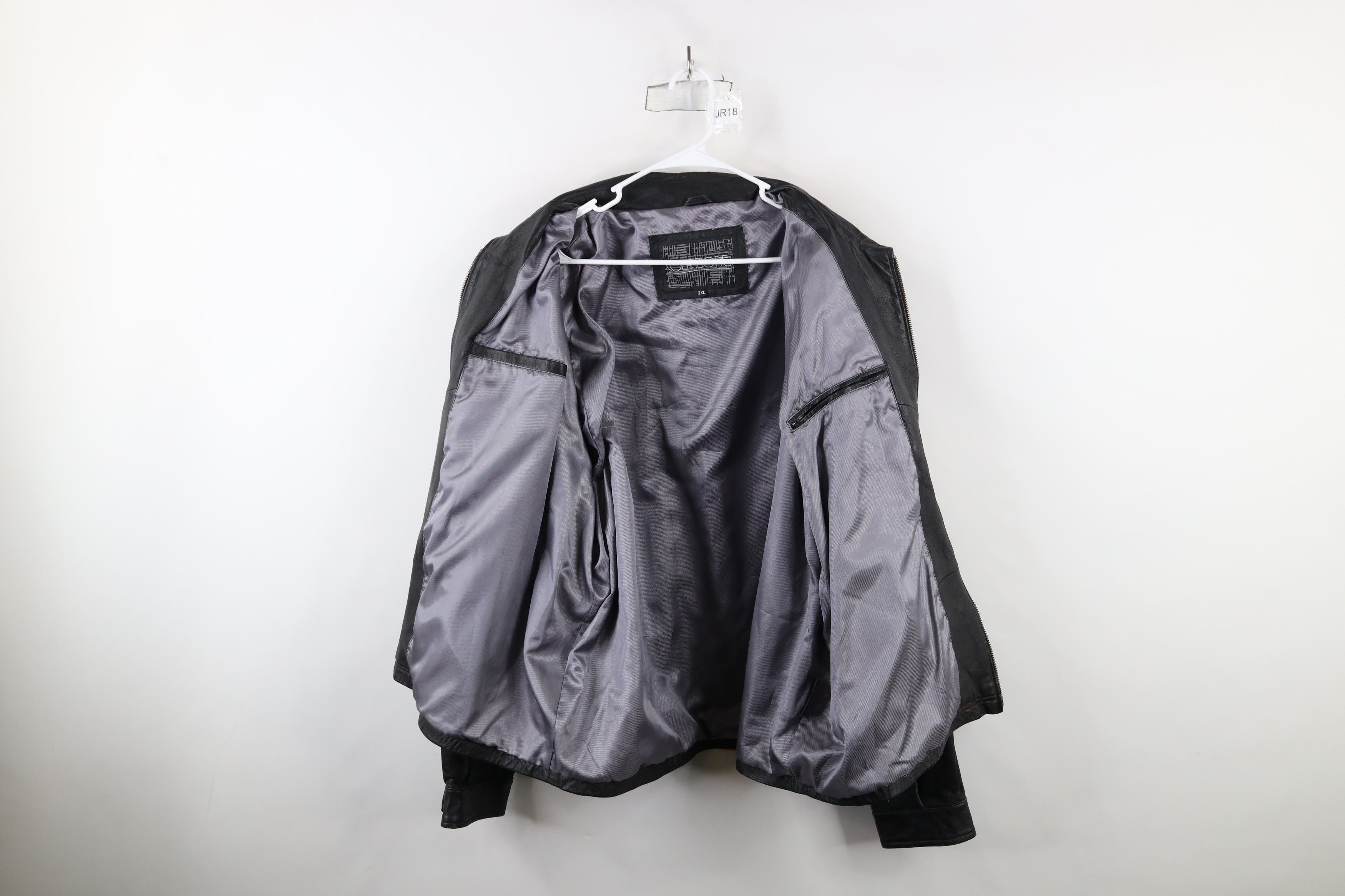 Vintage Vintage 90s Streetwear Side Buckle Full Zip Leather Jacket Size US XXL / EU 58 / 5 - 10 Thumbnail
