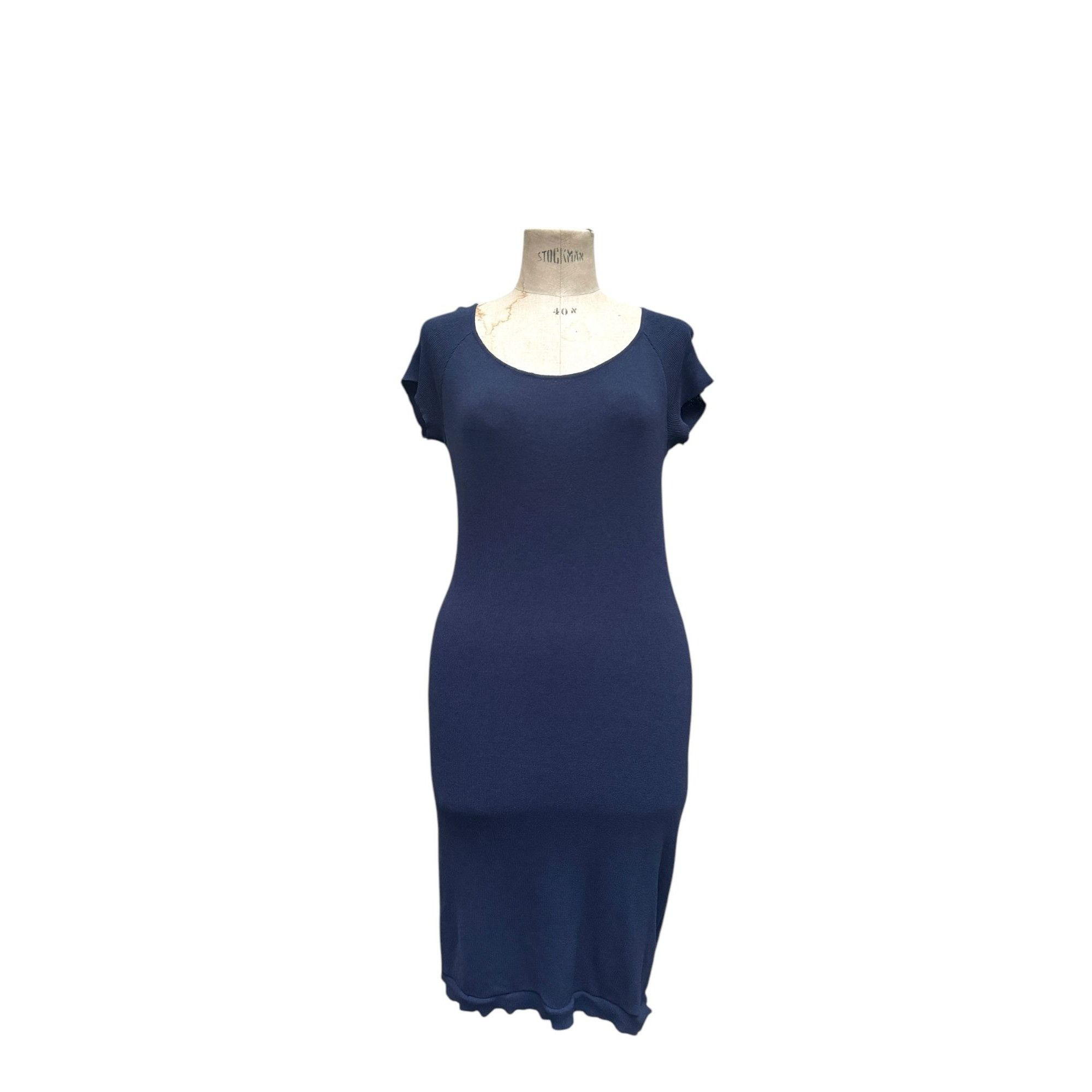 Yves Saint Laurent Vintage Navy Knitted Cotton Dress Size S / US 4 / IT 40 - 1 Thumbnail