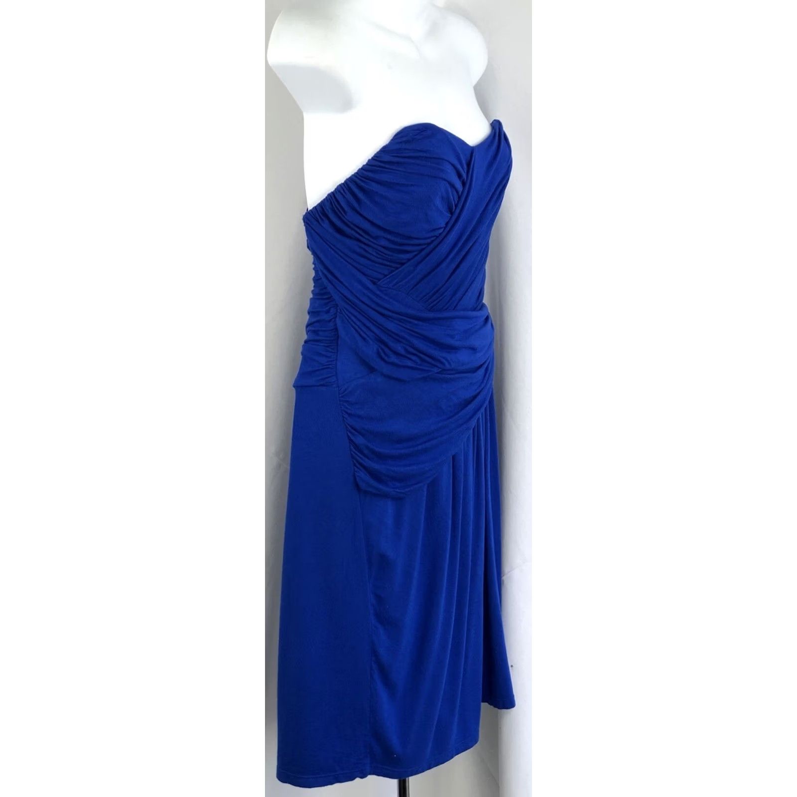 Express Vintage Sweetheart Dress L Blue Strapless Draped Ruched Y2K Glam Punk Shealth Size L / US 10 / IT 46 - 2 Thumbnail