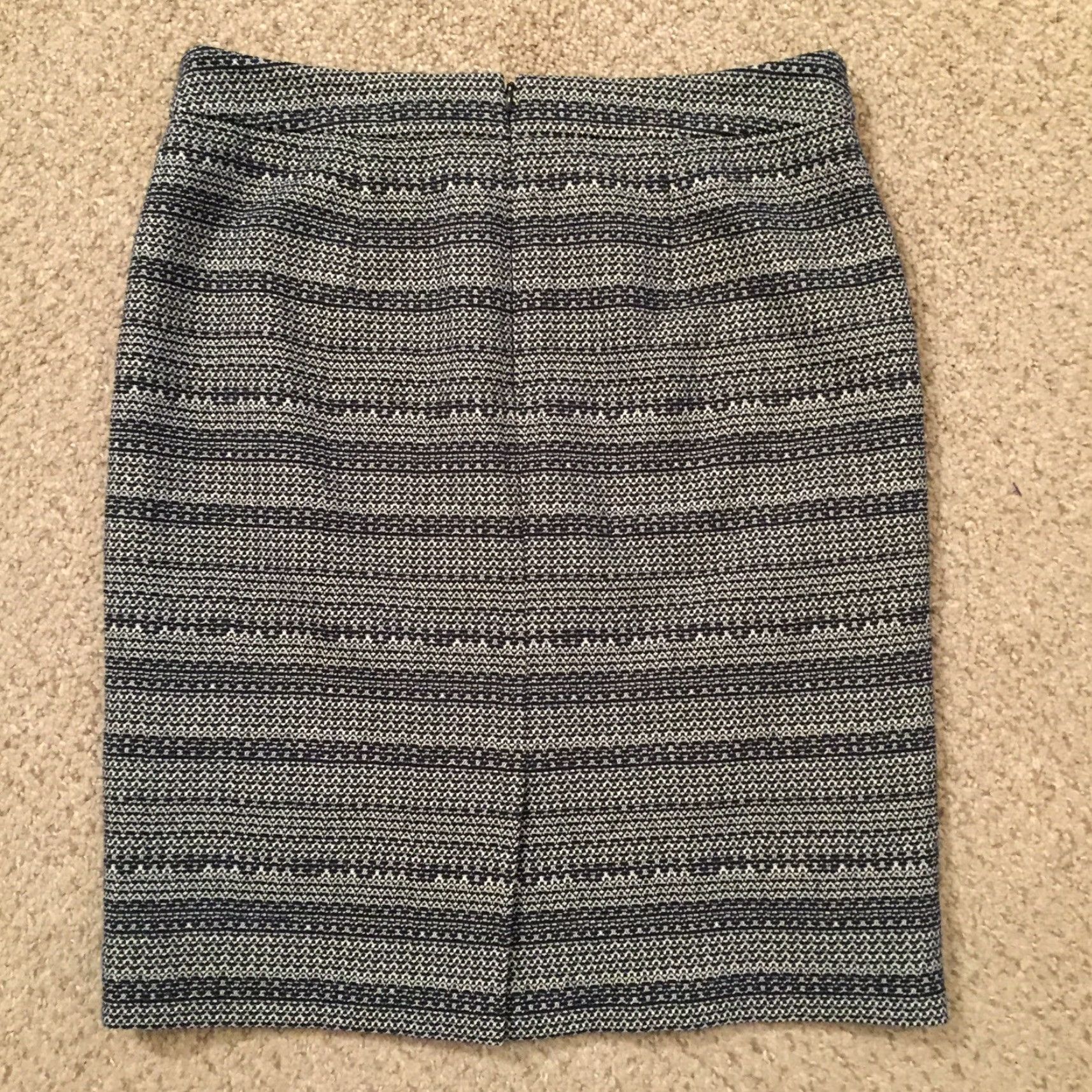 Ann Taylor Ann Taylor Skirt Petite 10P Blue Striped Knee Length Lined Slit Pencil Zipper Cotton Blend Women Vintage: No Size 32" / US 10 / IT 46 - 6 Thumbnail