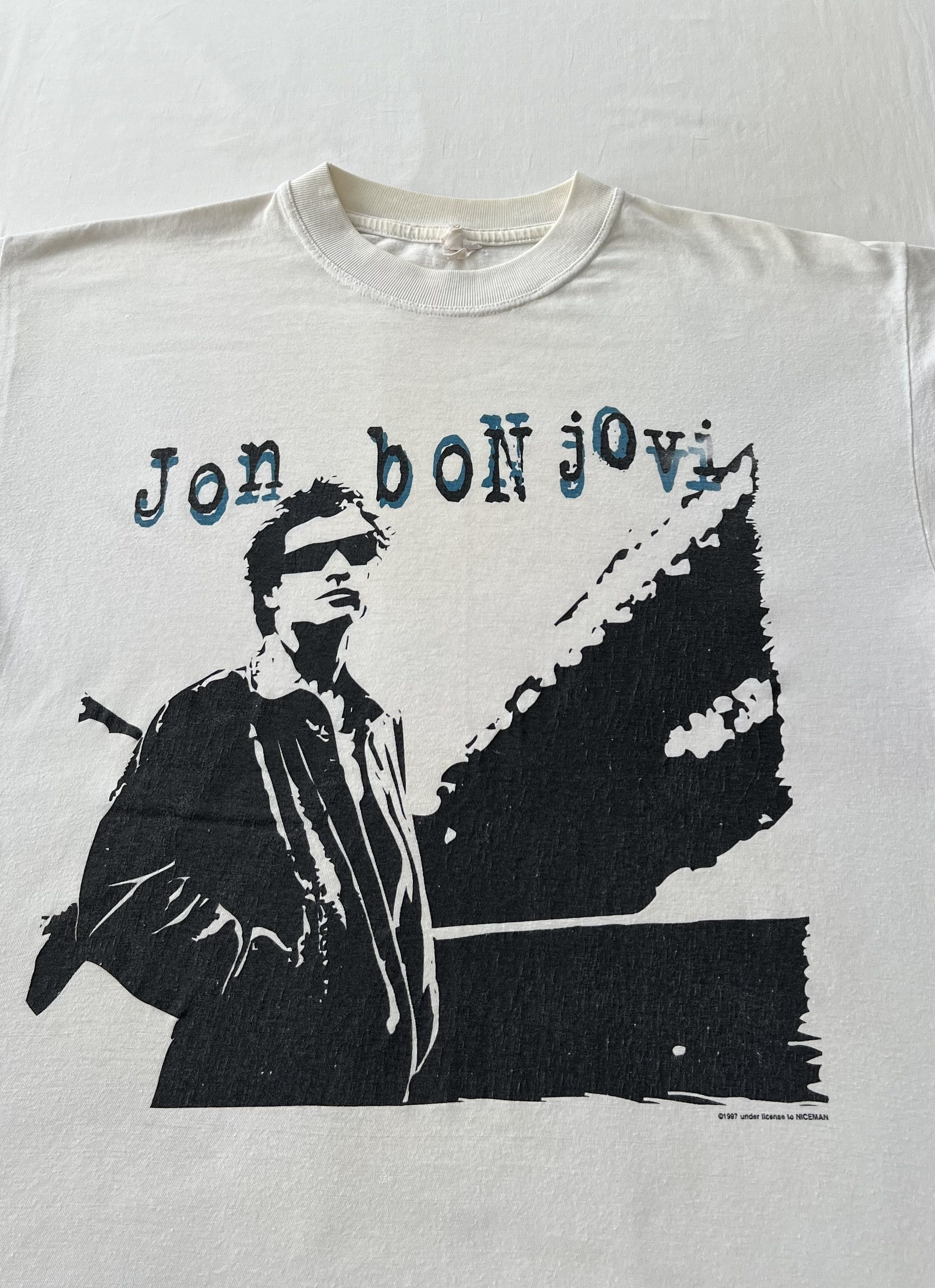 Band Tees Vintage 1997 Jon Bon Jovi Rock Band White T-shirt Size US XL / EU 56 / 4 - 3 Thumbnail