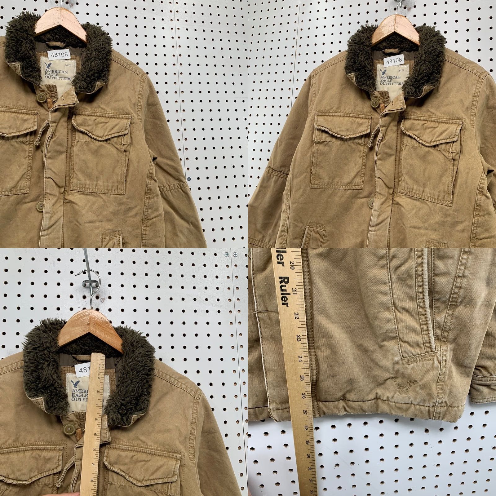 American Eagle Outfitters American Eagle Military Field Jacket Mens S Brown Sherpa Collar Khaki Army Jacket Mens S Brown Size US S / EU 44-46 / 1 - 8 Thumbnail