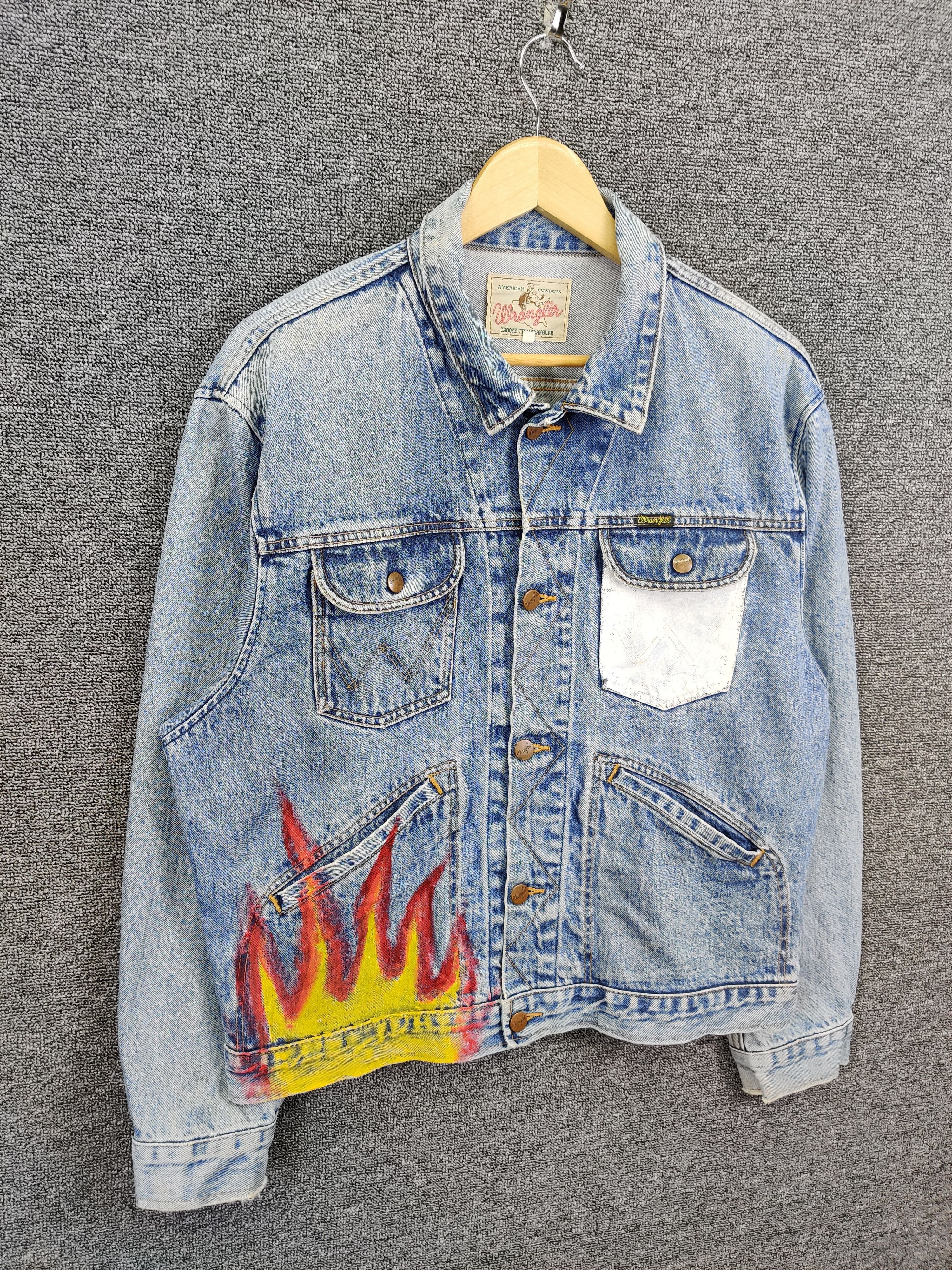 Wrangler Vintage 90s Wrangler 24MJZ Denim Trucker Custom Flare Jacket Size US L / EU 52-54 / 3 - 5 Thumbnail