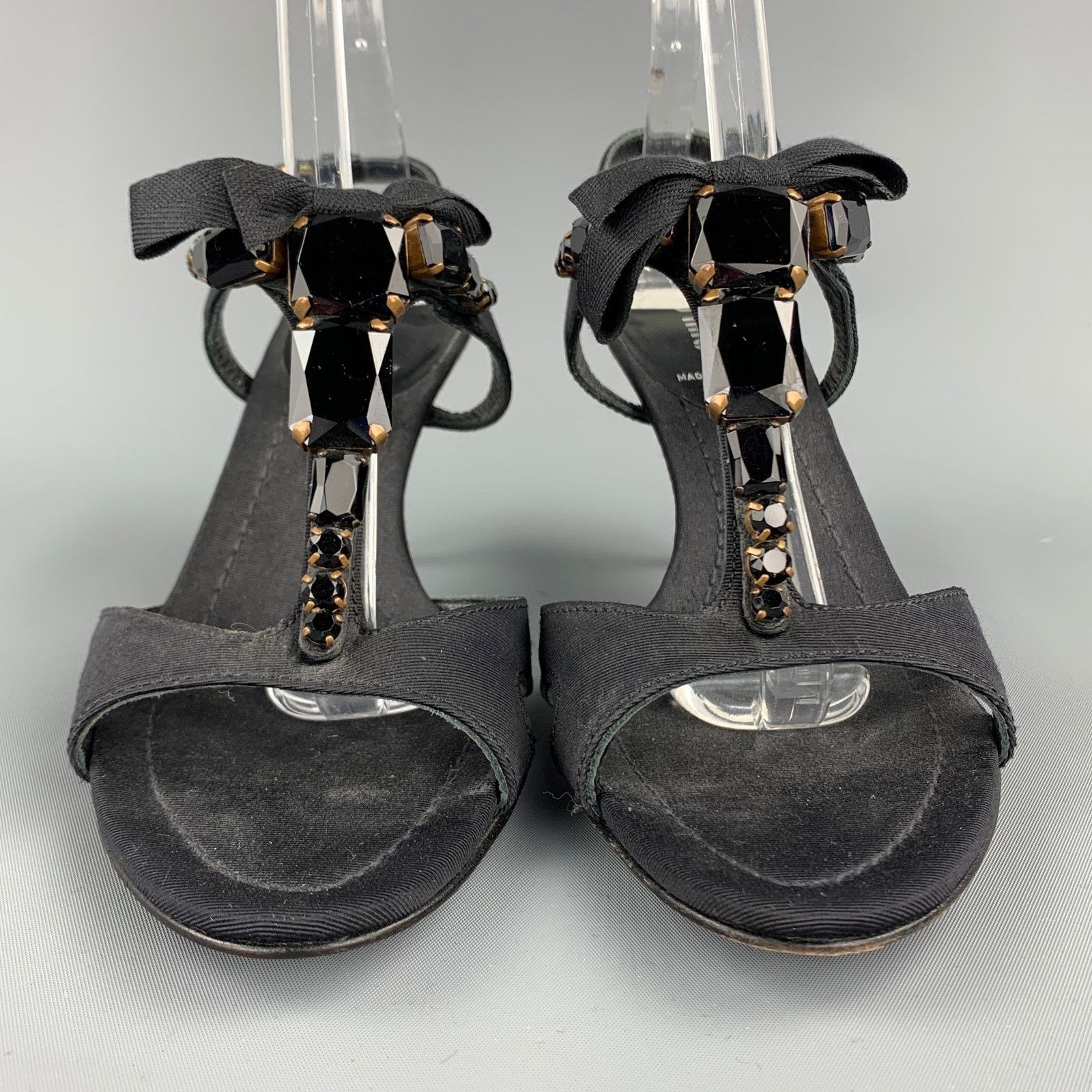 Miu Miu MIU MIU Size 7.5 Black Rhinestone Strappy Sandals Size US 7.5 / IT 37.5 - 1 Thumbnail