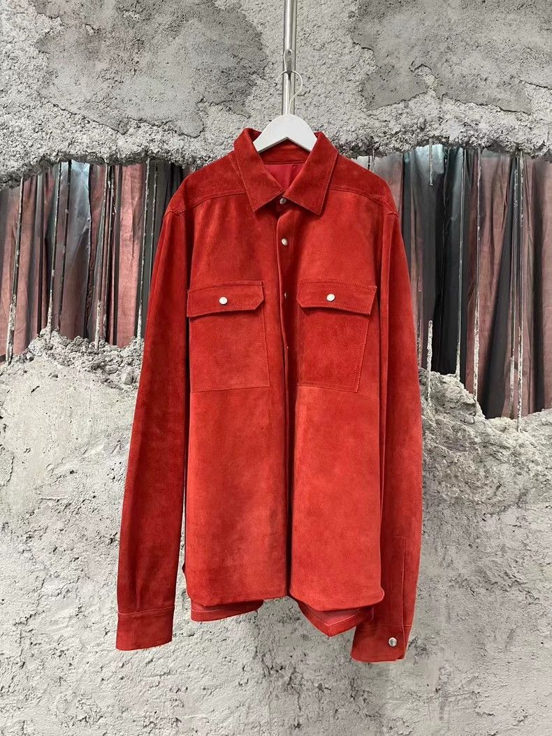 Rick Owens Red Leather Jacket
