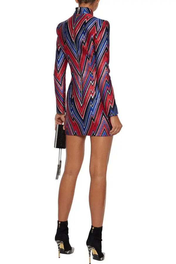 Balmain o1y0525 Mini Dress in Multicolor Size XS / US 0-2 / IT 36-38 - 2 Thumbnail