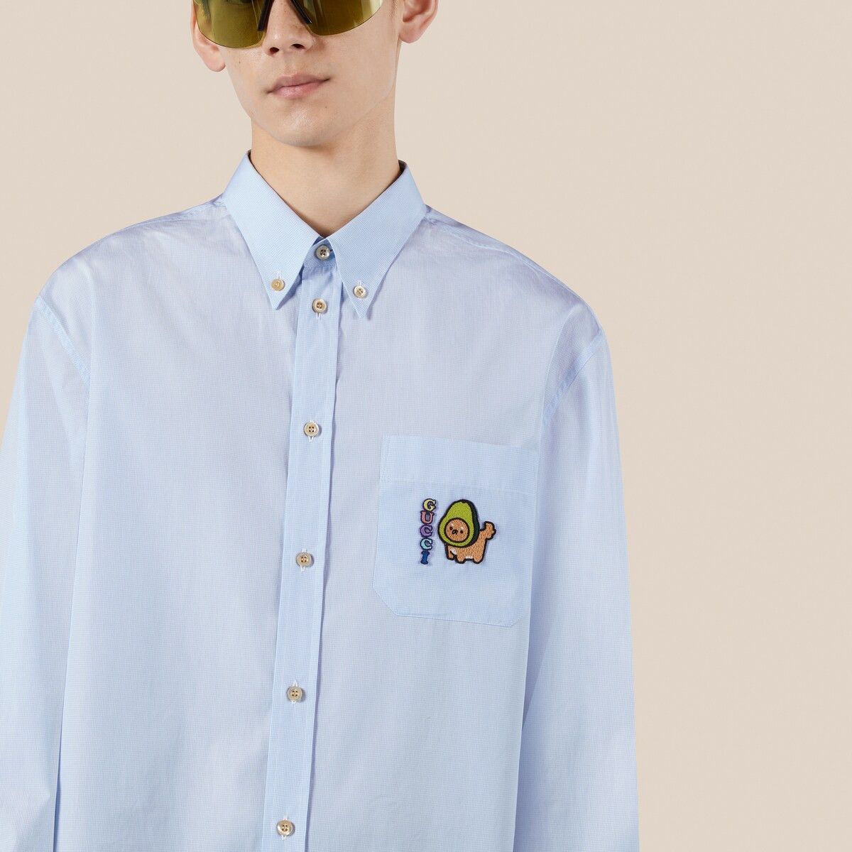 Gucci 48 M Gucci Blue Cotton Pikarar Animal Avocado Button Shirt Size US M / EU 48-50 / 2 - 3 Thumbnail