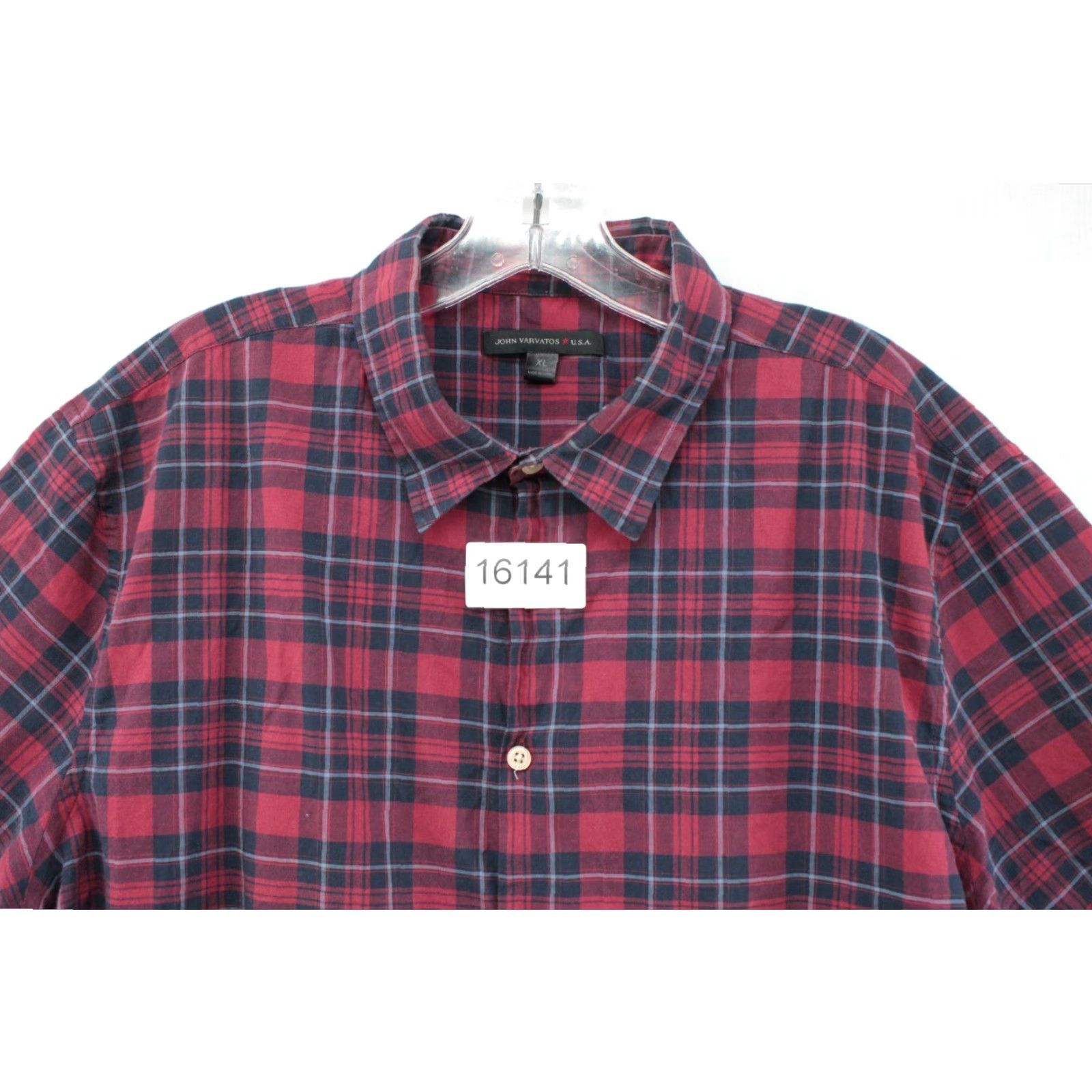 John Varvatos John Varvatos Shirt Men's XL Red Plaid Business Casual Cuff Short Sleeves Preppy Size US XL / EU 56 / 4 - 8 Thumbnail