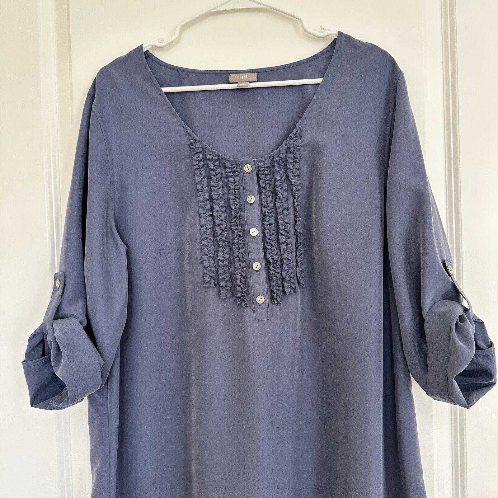Other J Jill Blue Tunic Shirt Dress Ruffle Accents Size XL Size XL / US 12-14 / IT 48-50 - 8 Thumbnail